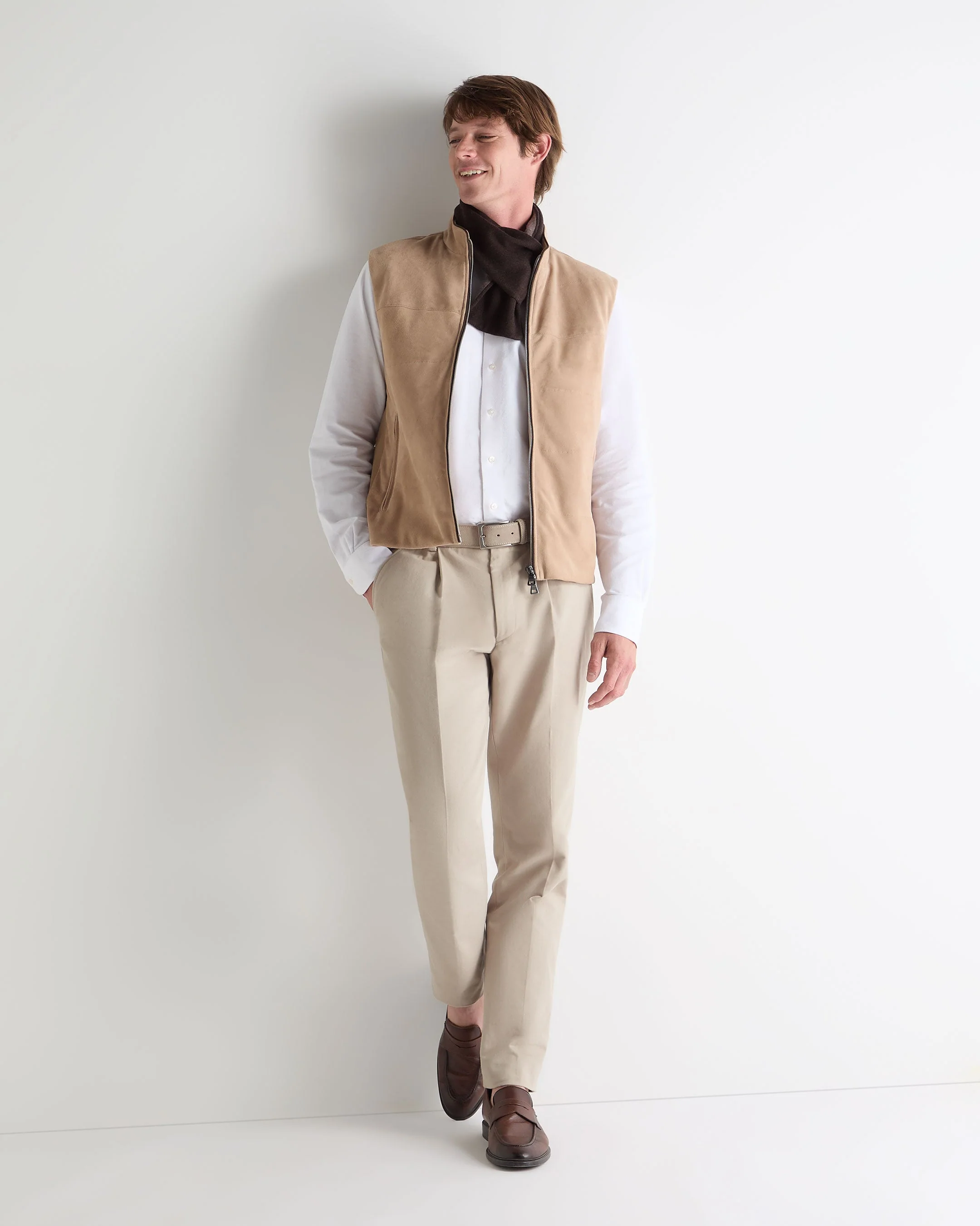 Men's Belgravia Suede Gilet Beige Brown