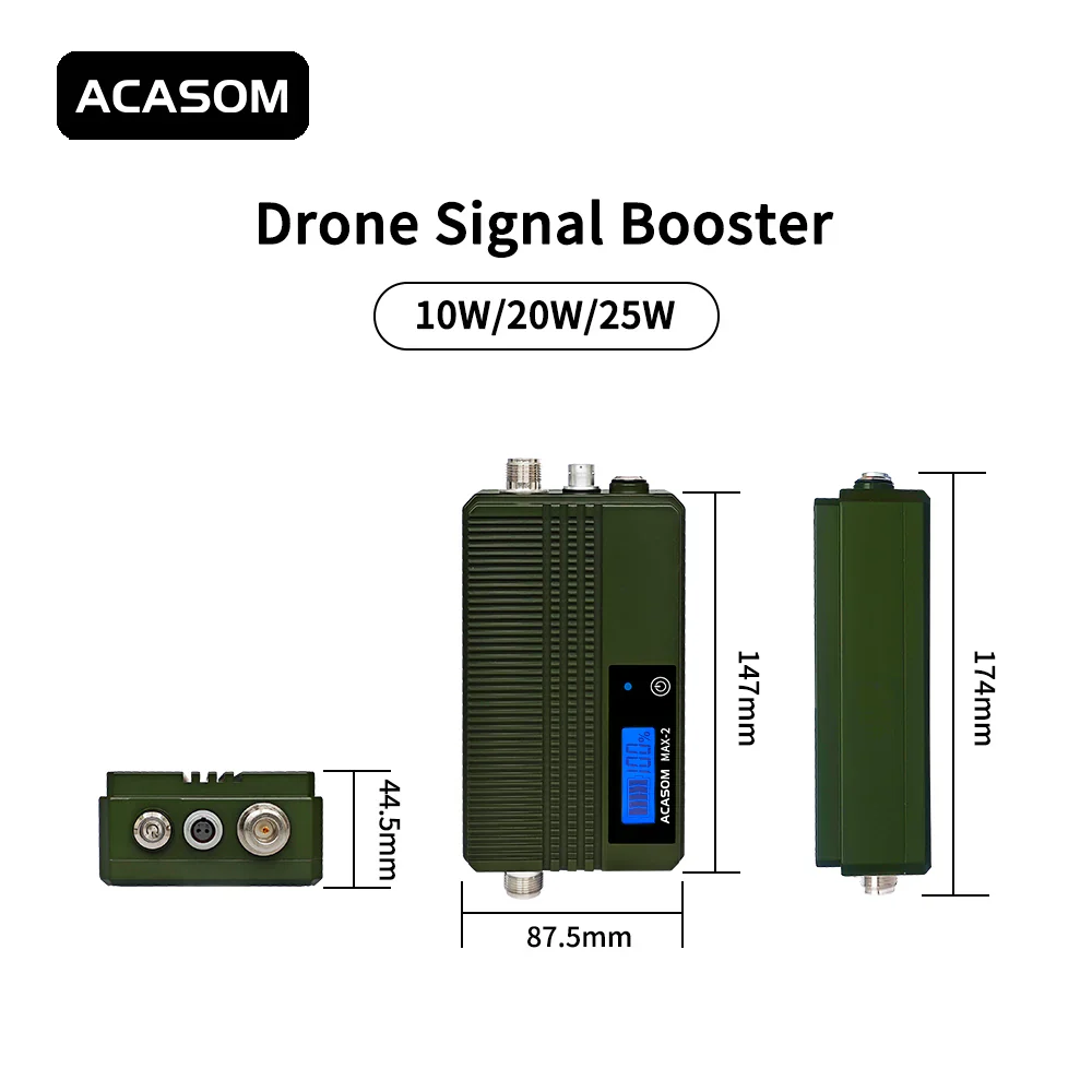 ACASOM MAX-2 5.2GHz Drone Signal Booster - 10W 20W 25W Signal Amplifier FPV Image Transmission Range Extender