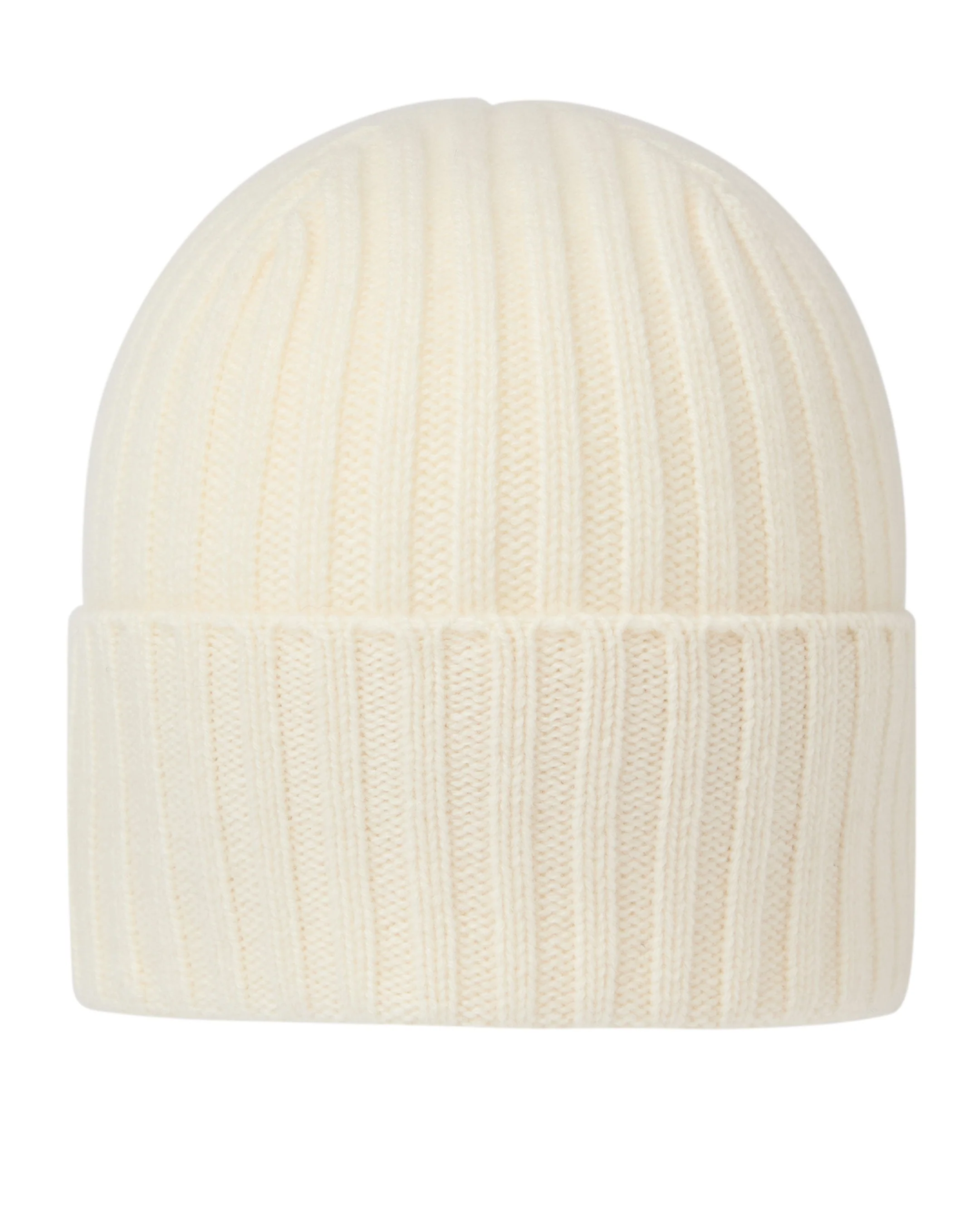 Unisex Chunky Ribbed Cashmere Hat New Ivory White