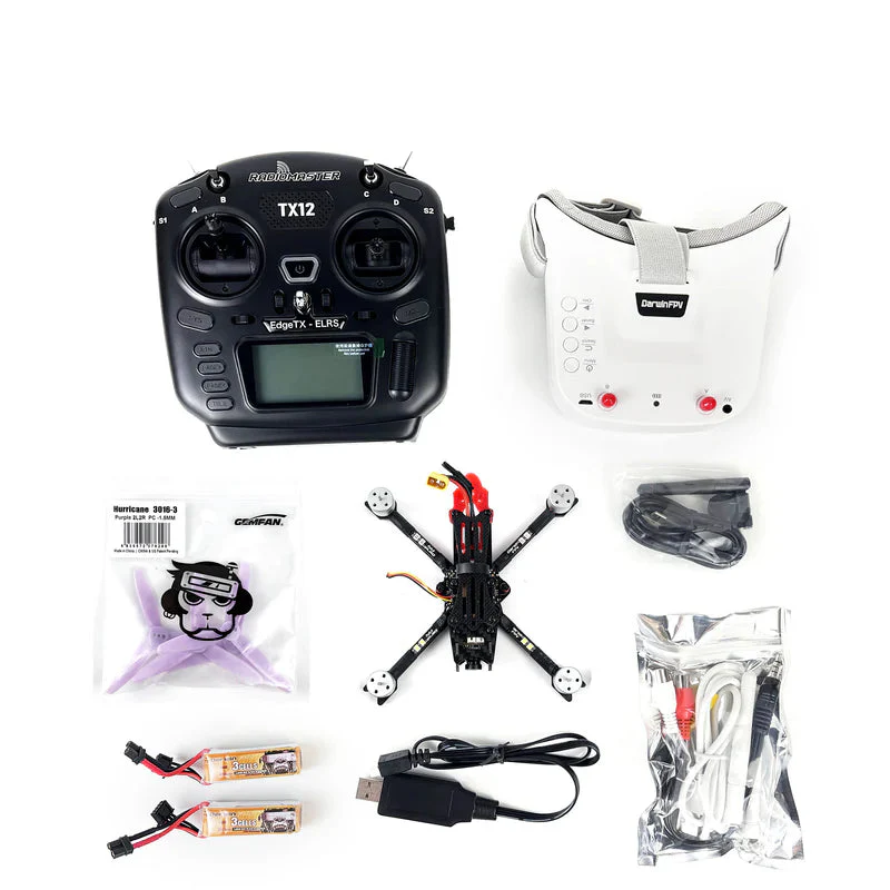 DarwinFPV BabyApe V3 3S Analog 3-Inch FPV Drone RTF Kit – Upgraded 1200mW VTX, TX12 ELRS Controller