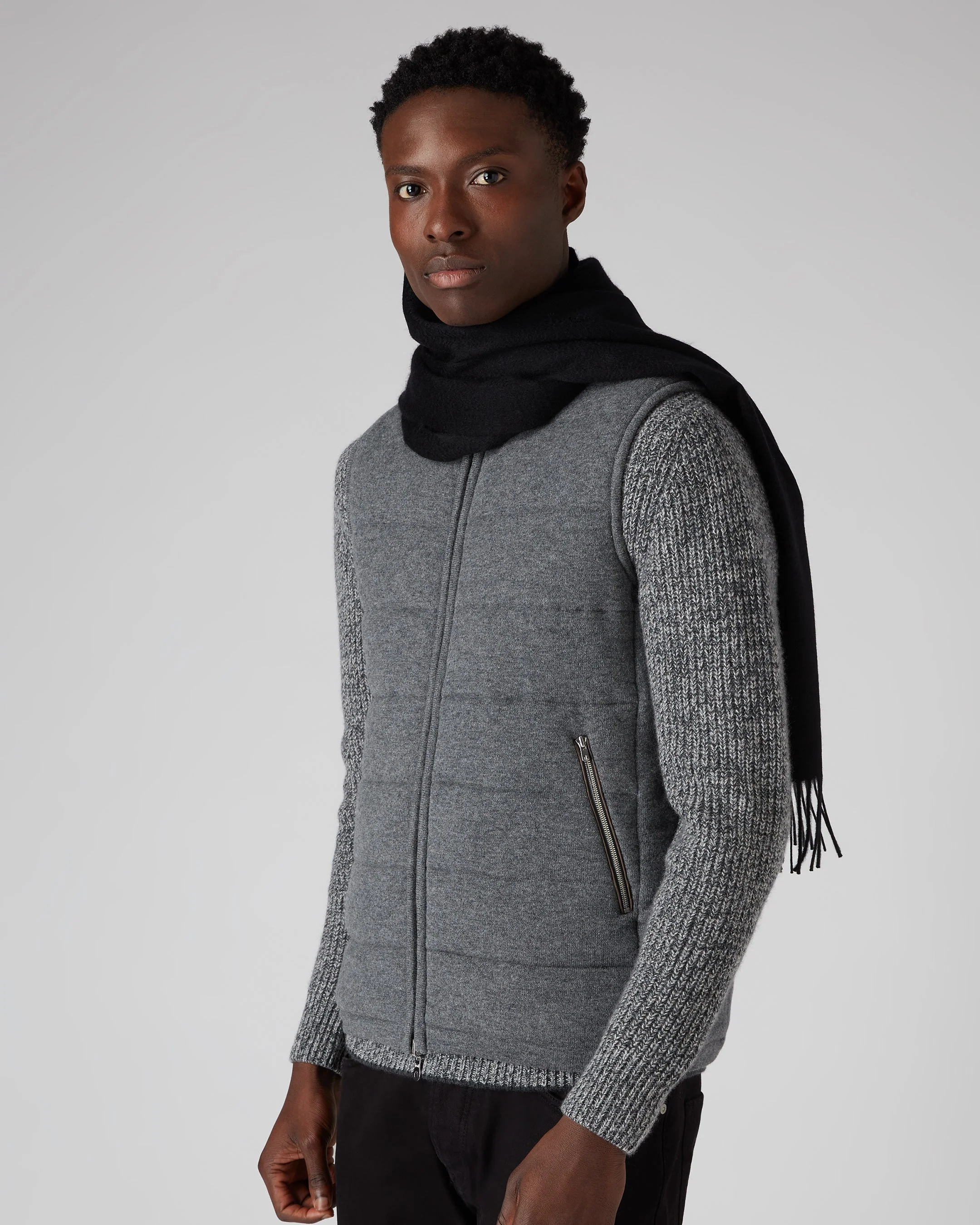 Unisex Large Woven Cashmere Scarf Black