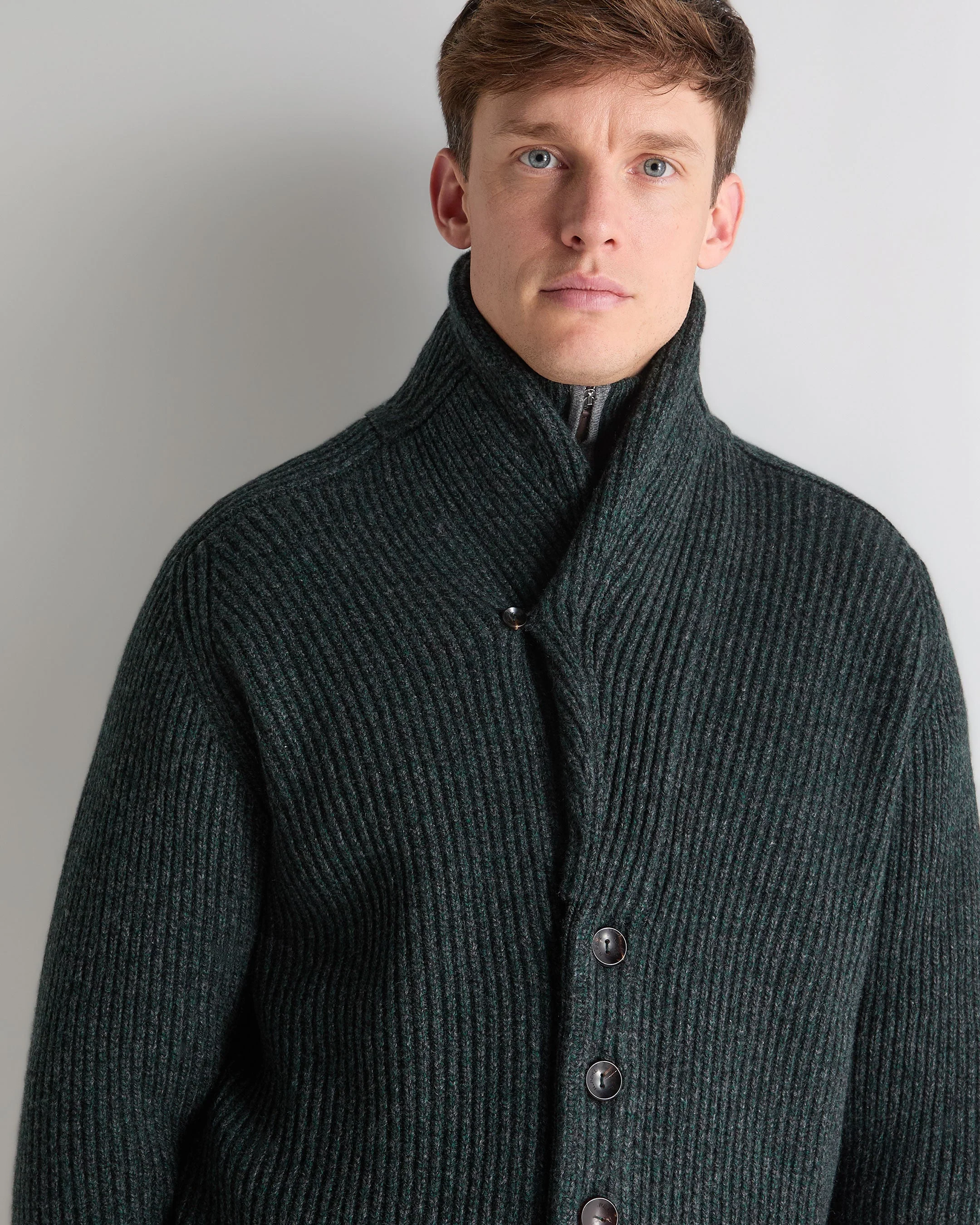 Men's Kensington Cashmere Cardigan Green Melange