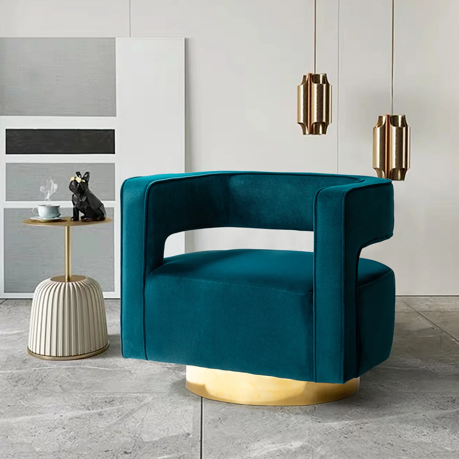 Blanca Swivel Barrel Chair in Teal