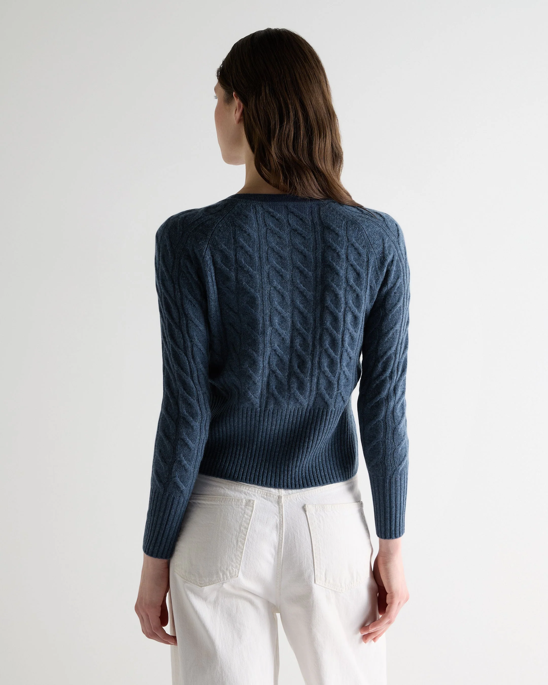 Women's Myla Cable Cashmere Cardigan Light Denim Blue