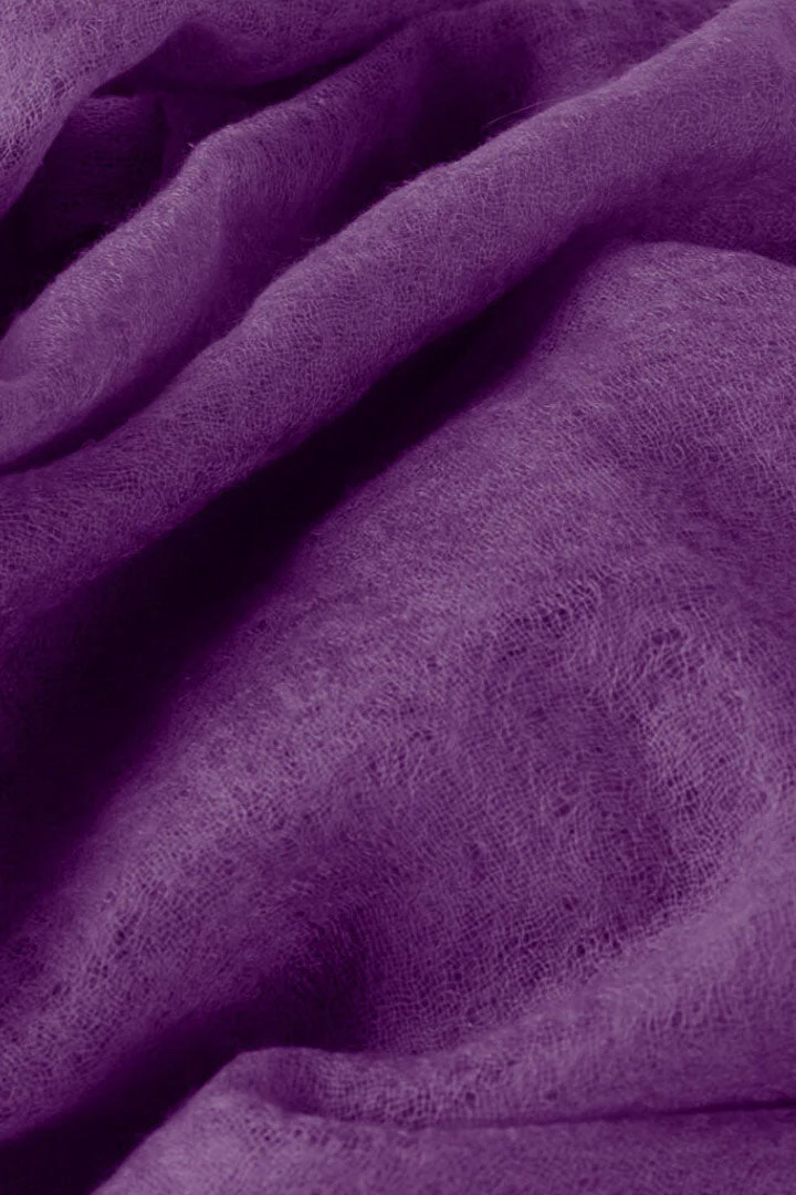Handwoven Pure Cashmere Scarf Shawl in Iris Purple