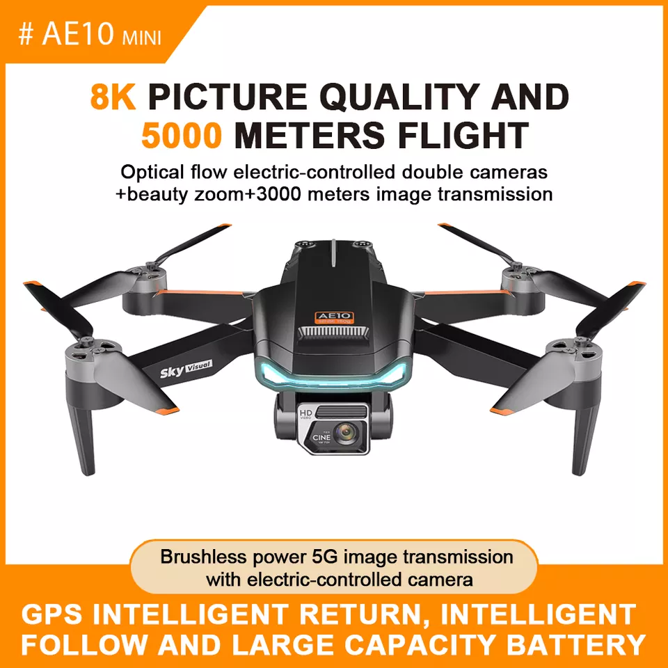 AE10 Drone - GPS WIFI Brushless Drone 8K HD Dual Camera Professional  800M Distance Remote Control Foldable Dron