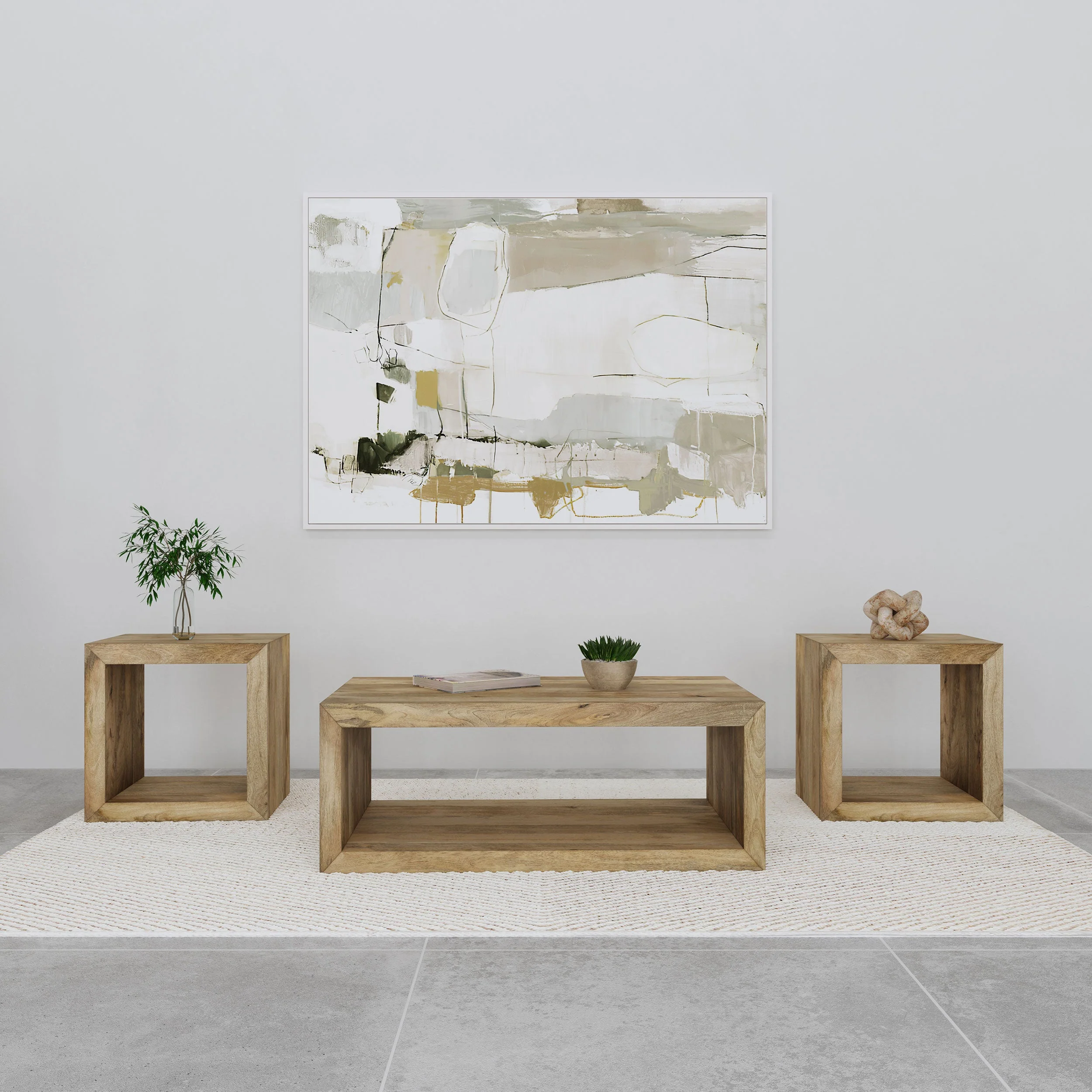 Benton Solid Mango Coffee and End Table Set Natural