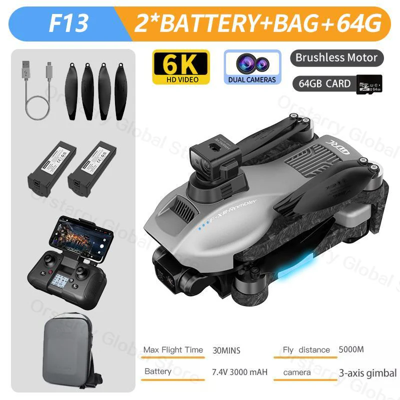 F13 Drone - 8K HD Camera 3Axis Gimbal Eis Anti Shake With GPS Repeater Brushless Motor Quadcopter RC Helicopter Toys Professional Camera Drone