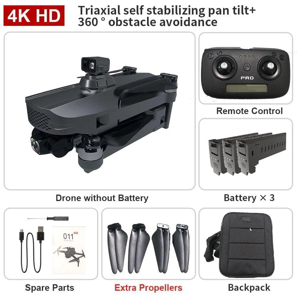 2024 New 11 Pro/Max Drone - 4K HD Professional Dual HD Camera Three-Axis EIS Gimbal Brushless Motor Foldable Quadcopter RC 3000km Professional Camera Drone