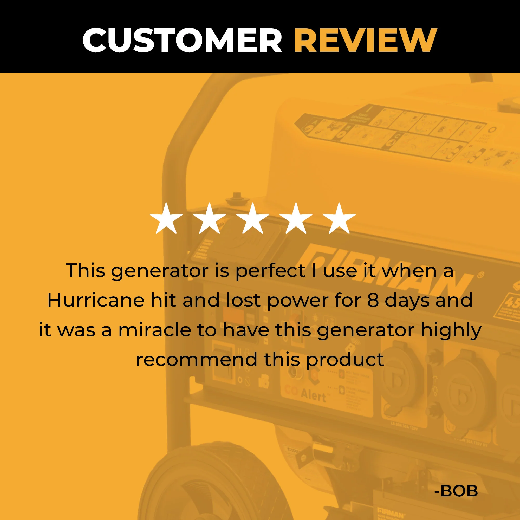 Gas Portable Generator 4550W Remote Start with CO Alert