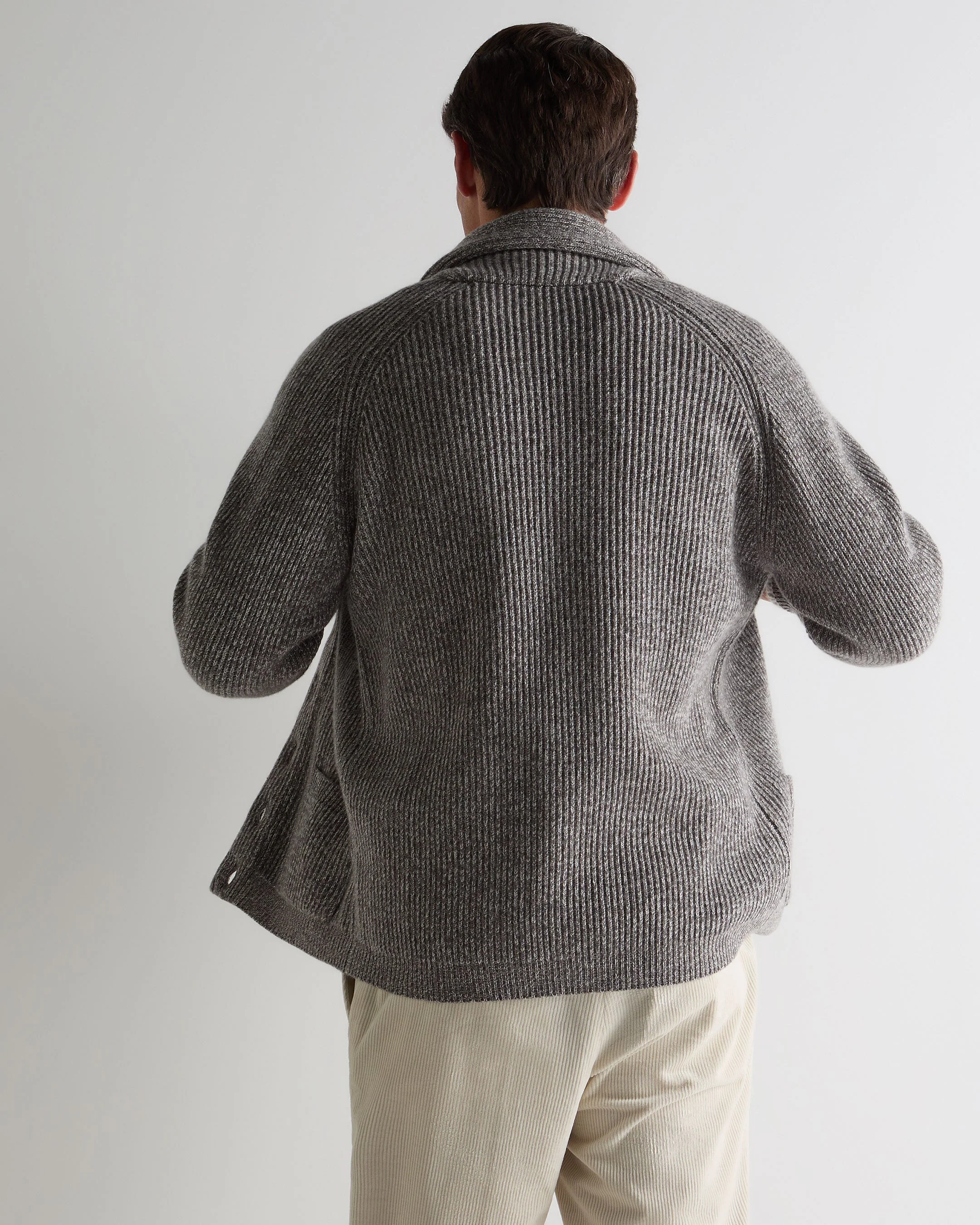 Men's Kensington Cashmere Cardigan Soft Truffle Brown Marl