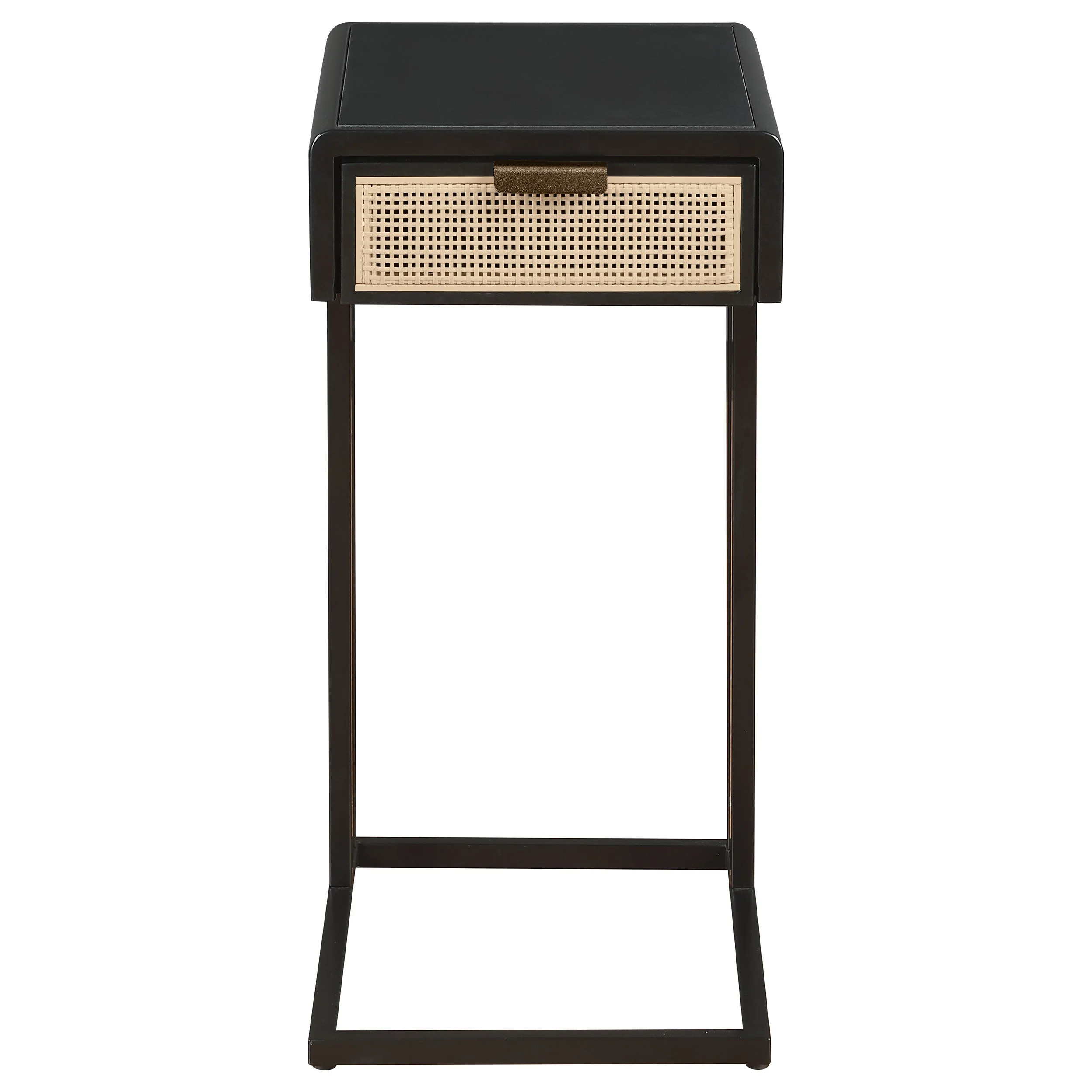 Amherst 1-drawer Radio Weave Cane Metal Side Table Black