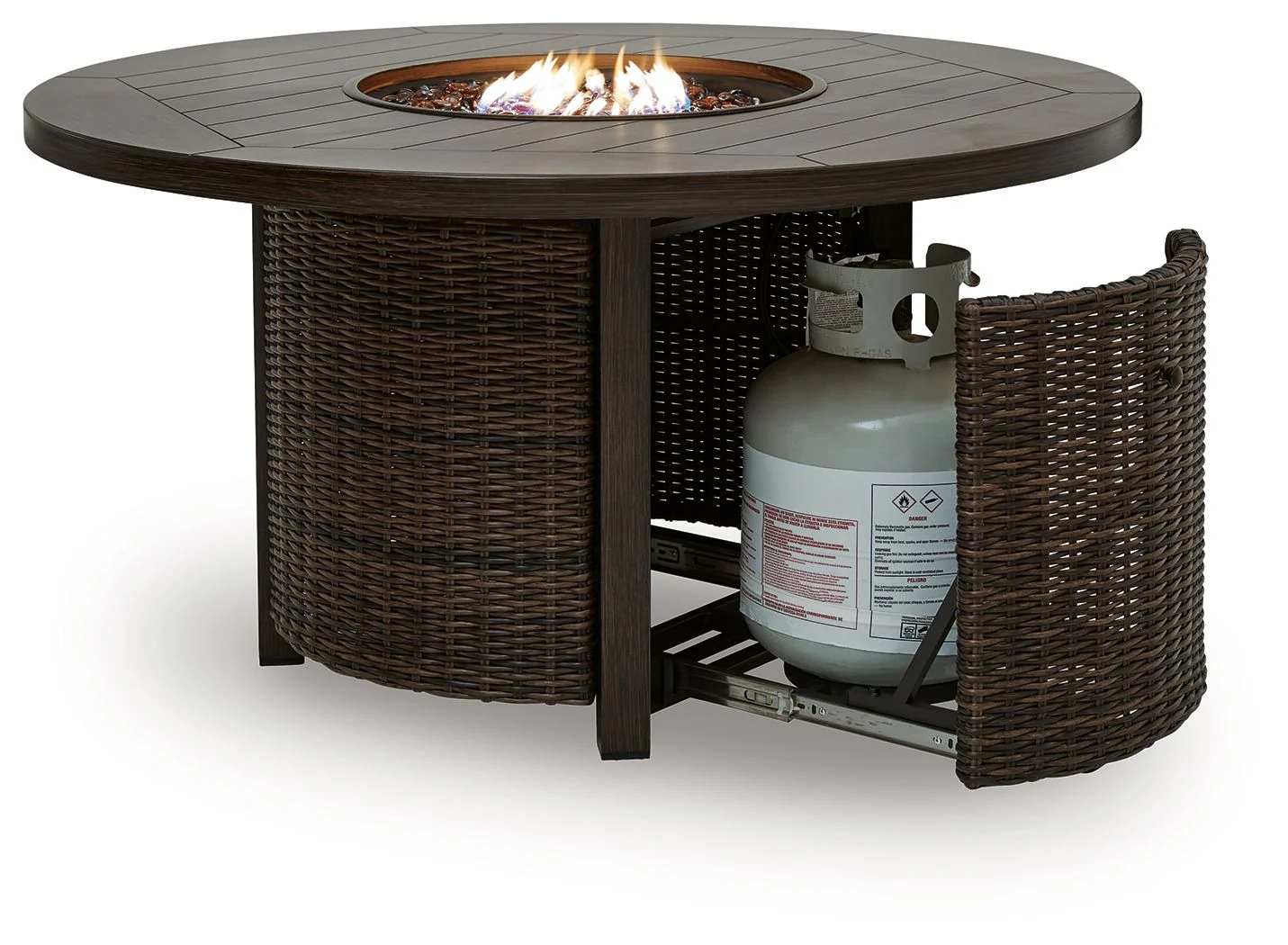 Monterey Point - Round Fire Pit Table - Dark Brown