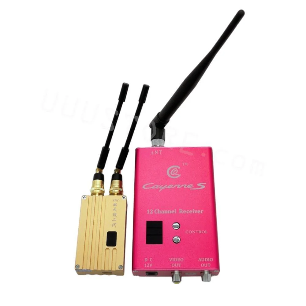 1.2G 8W 6CH VTX 12CH VRX - High Power Wireless Analog Video Transmitter 12CH Receiver FPV Transmission System for RC Models UAV Airplane FPV Drone