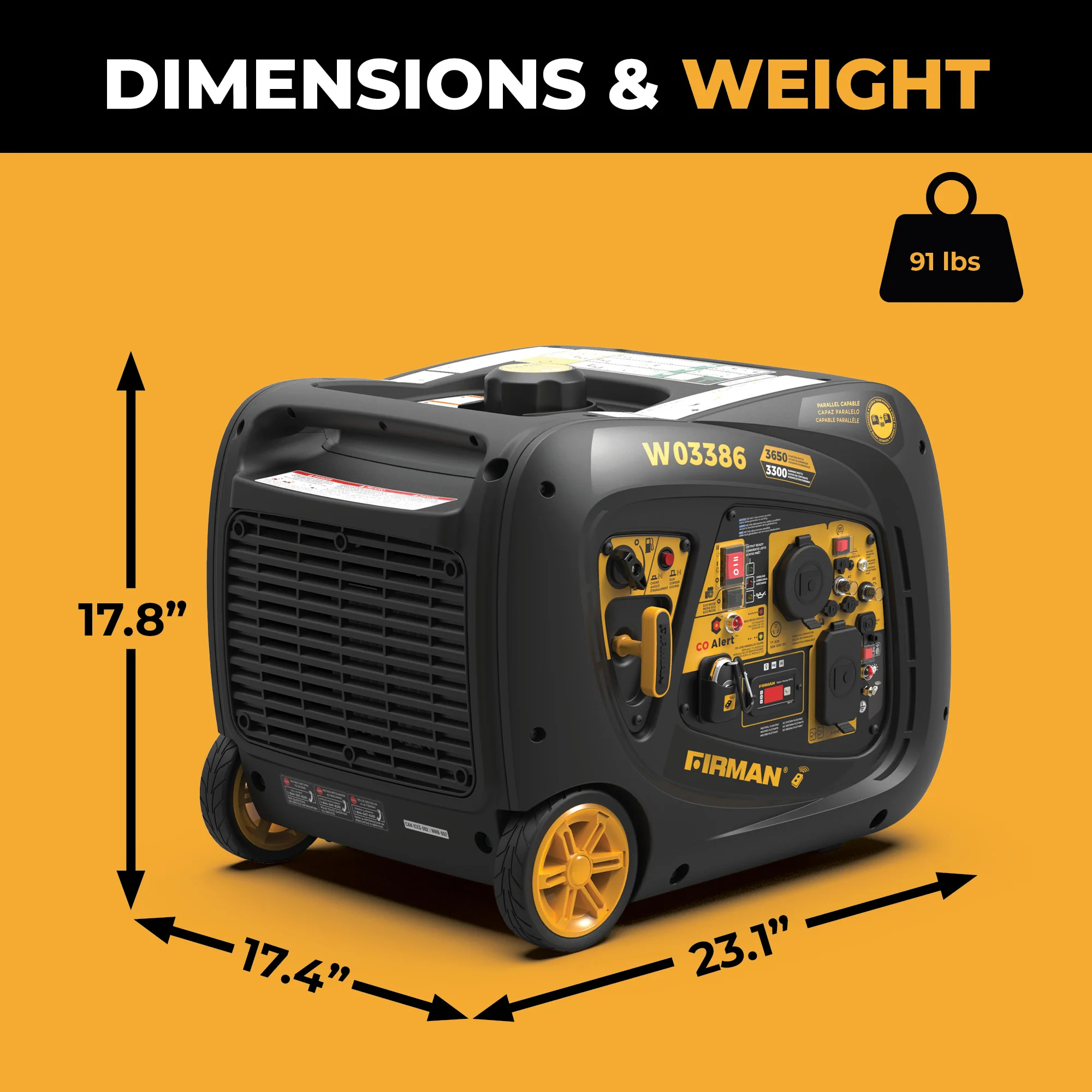 Inverter Portable Generator 4125W Remote Start with CO ALERT