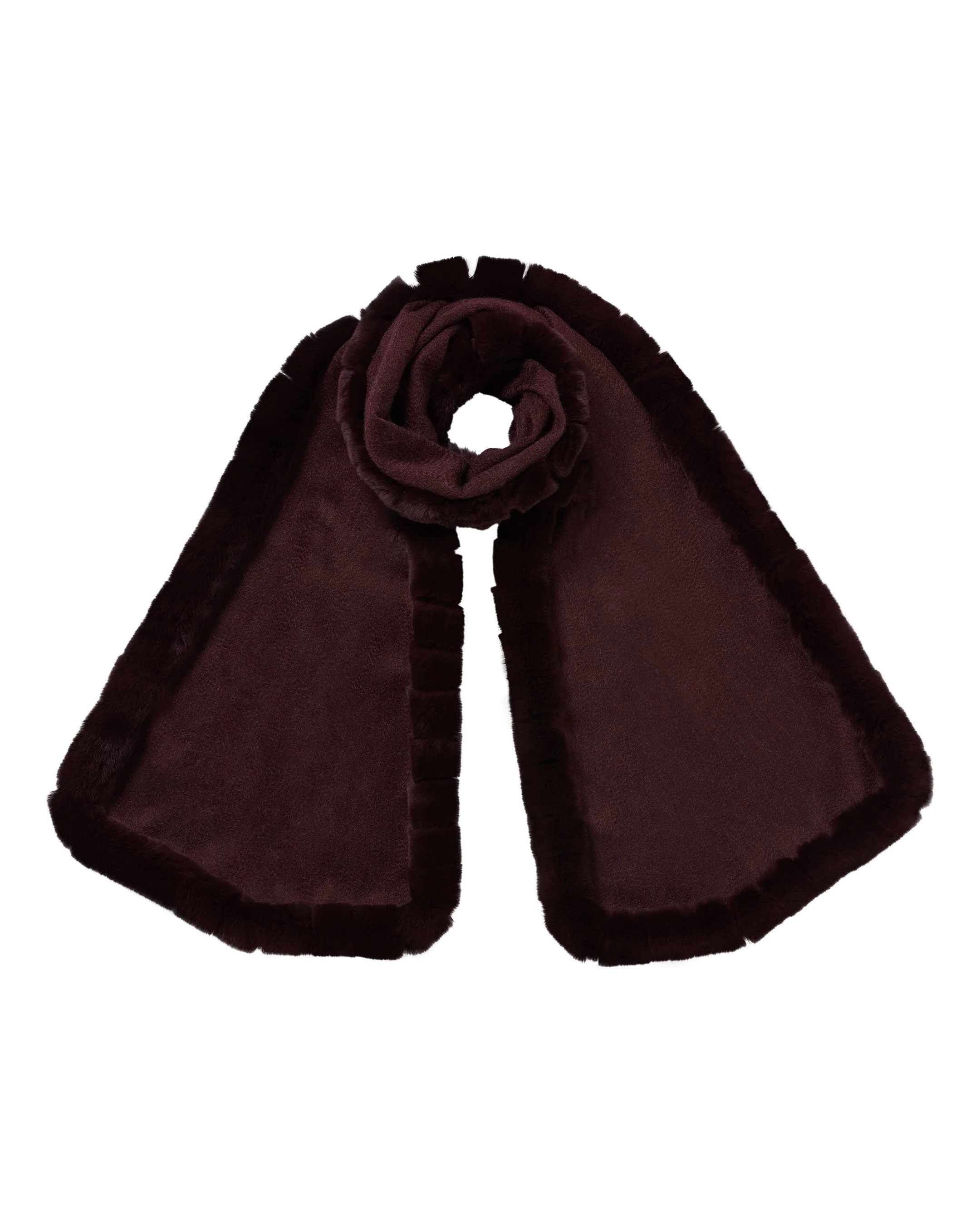 Women's Meribel Woven Fur Trim Scarf Claret Red