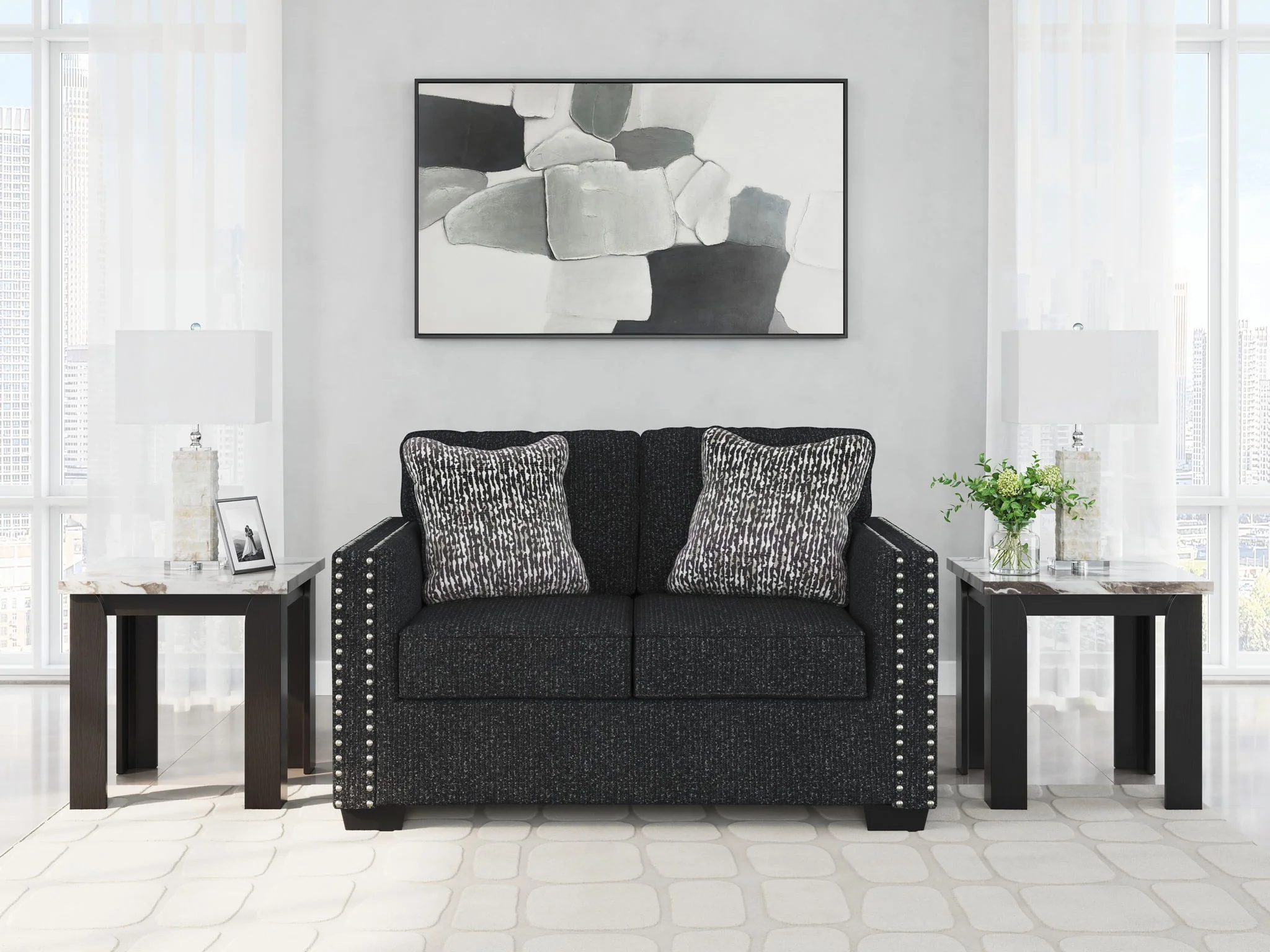 Jasmine Peaks - Loveseat - Coal