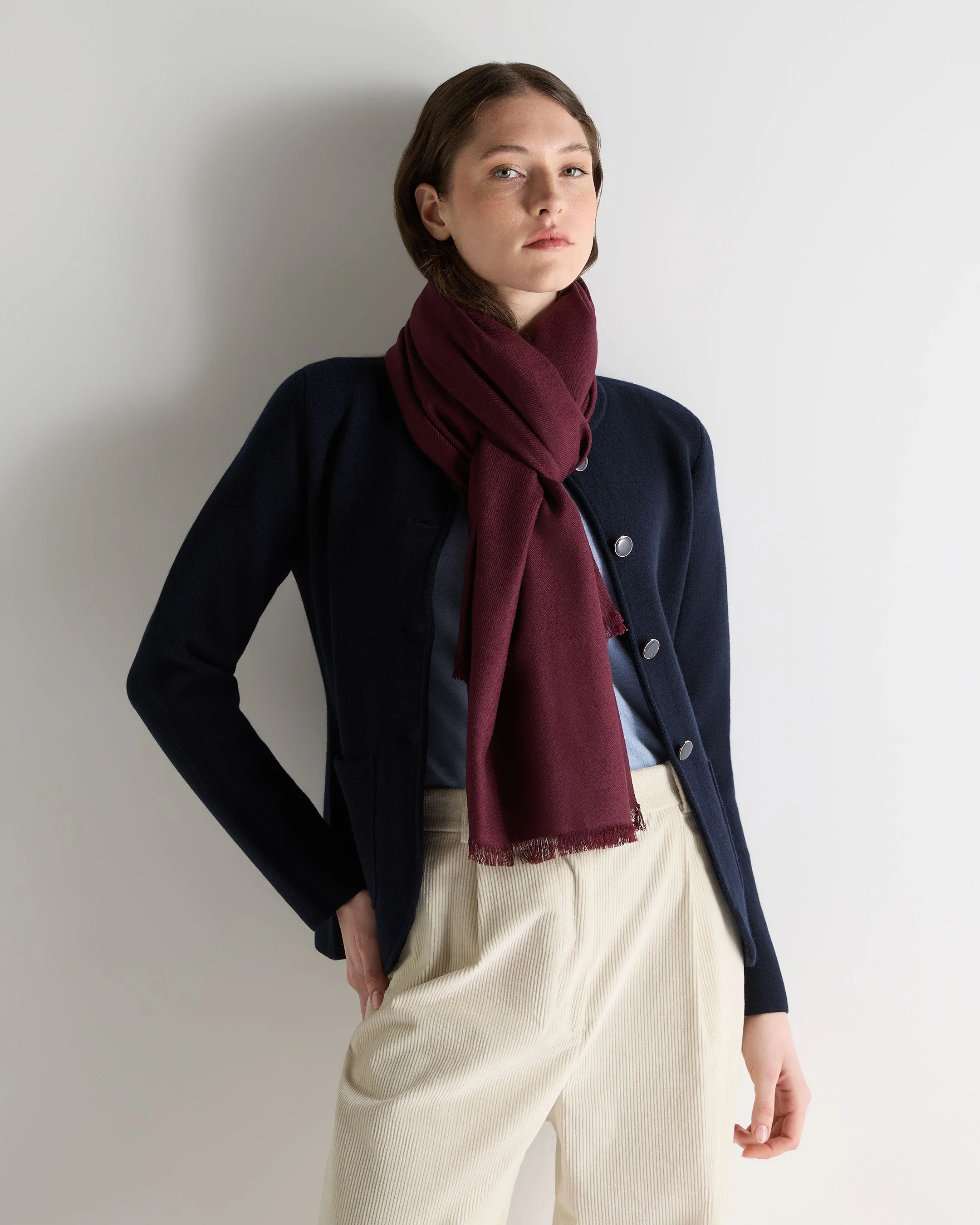 Women's Pashmina Cashmere Shawl Bordeaux Red