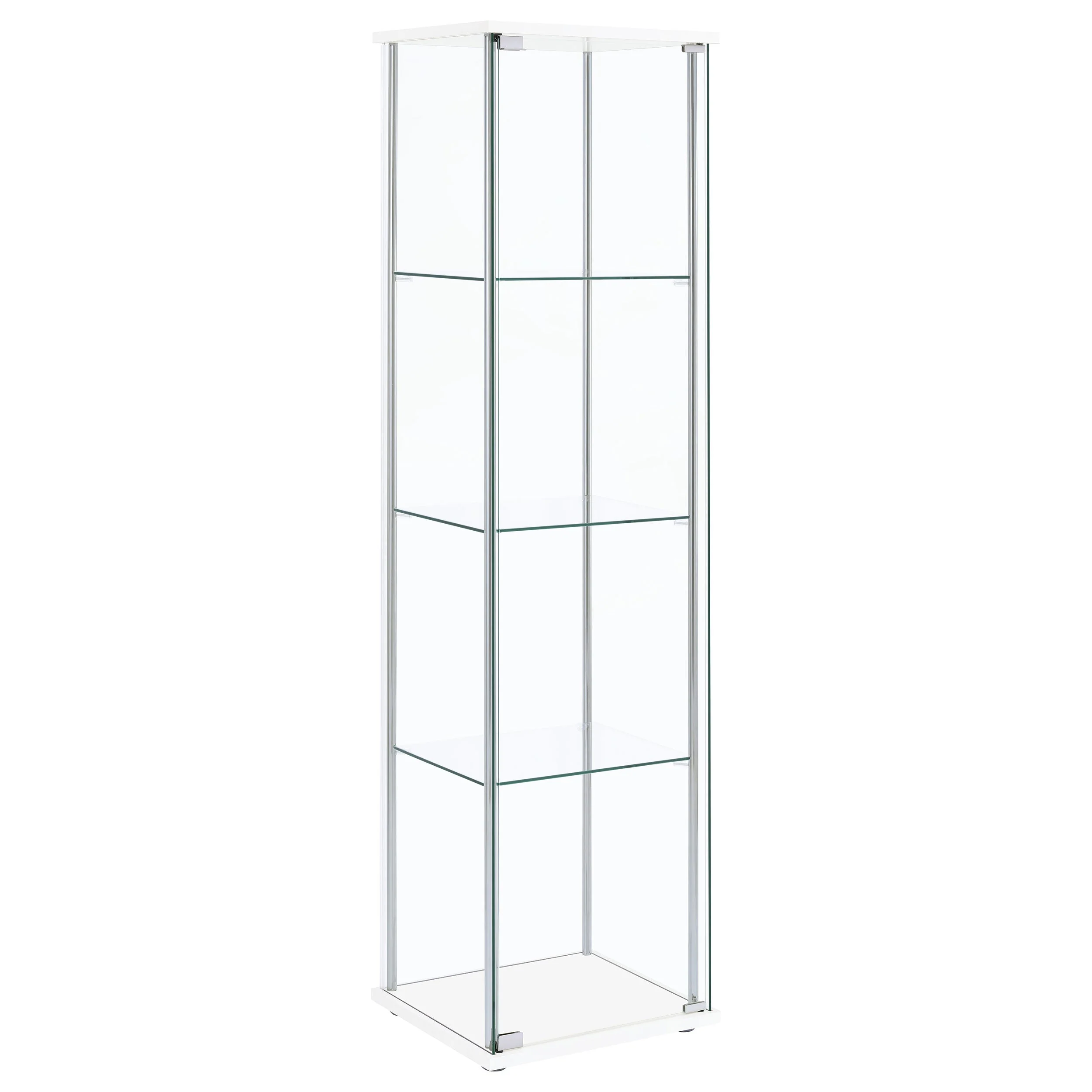 Bellatrix 4-shelf Clear Glass Curio Cabinet Cappuccino