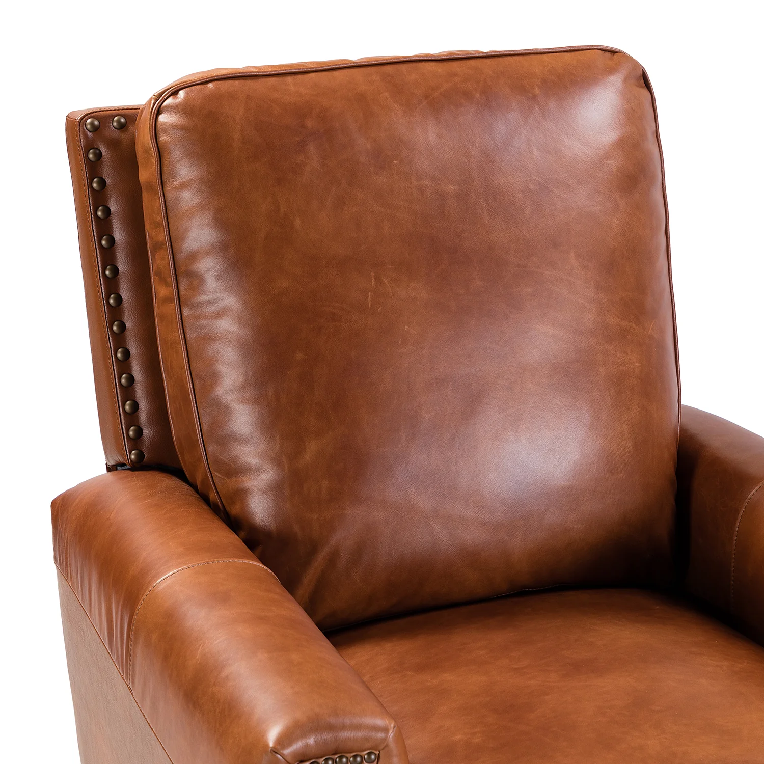 Amil Genuine Leather Recliner in Saddle