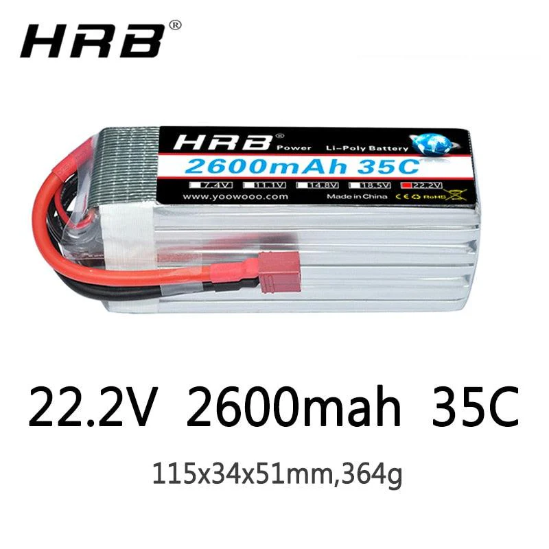 2PCS HRB 6S 22.2V Lipo Battery - 2600mah XT60 T EC5 XT90 AS150 For trex 500 Helicopter For T-REX 470LM Heli FPV Airplanes RC Parts