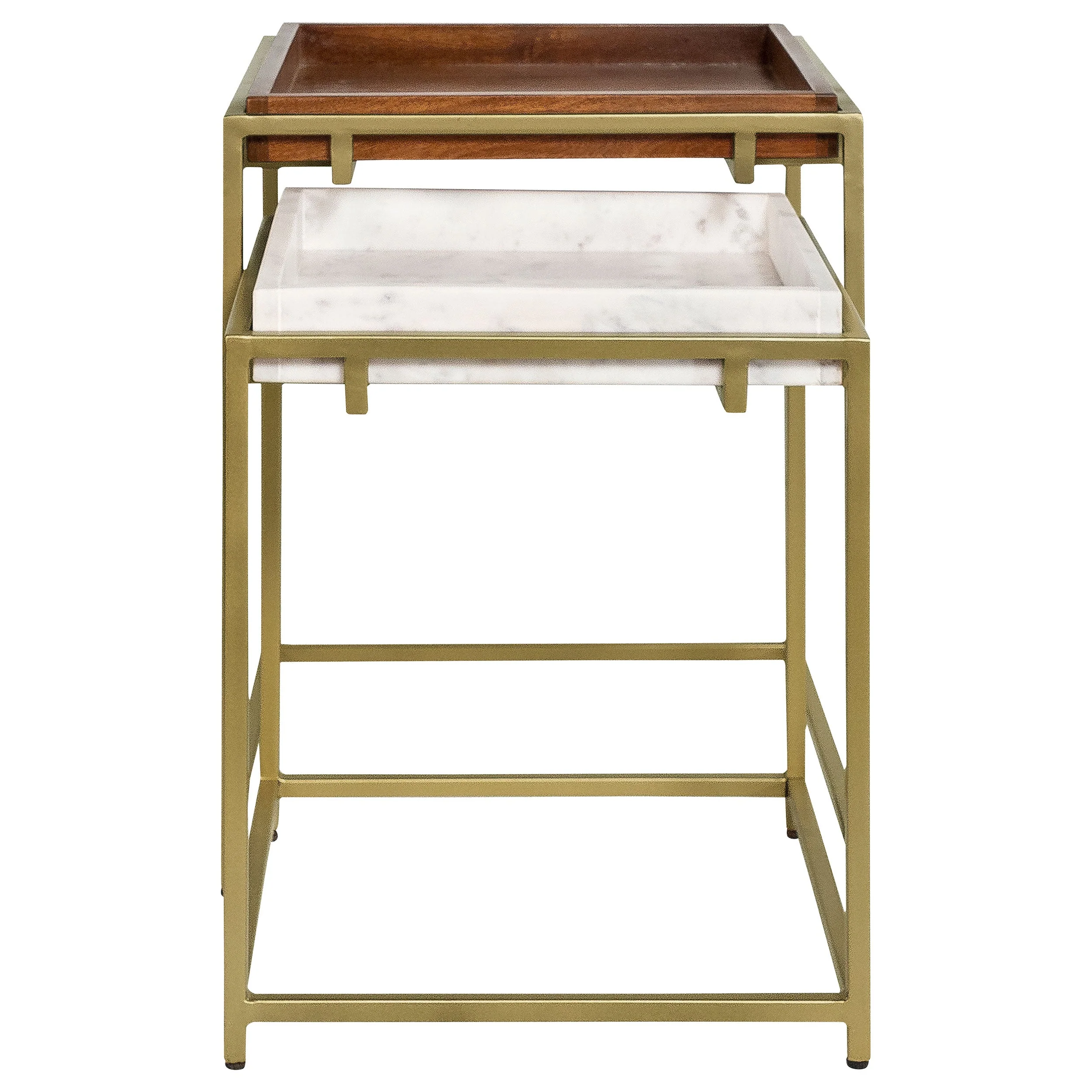 Bolden  Wood and Marble Top Nesting Table Set Gold