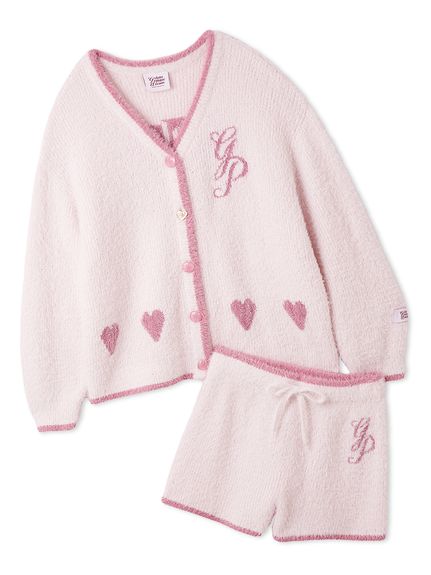Glittering Feather Cardigan & Shorts Set