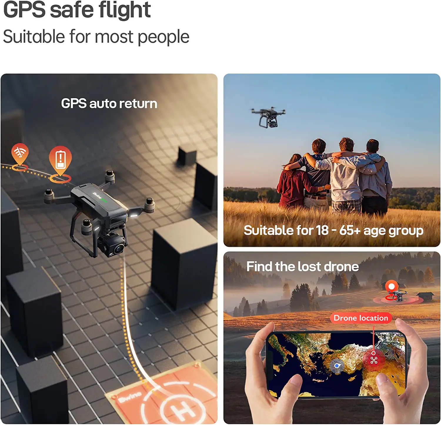 Bwine F7 Drone - with Camera for Adults 4K, 9800ft Video Transmission, Camera Drone with 3-Axis Gimbal, GPS Auto Return, Follow Me, Waypoints, Level 6 Wind Resistance, 2 Batteries for 50 Min Flight Time Professional Camera Drone