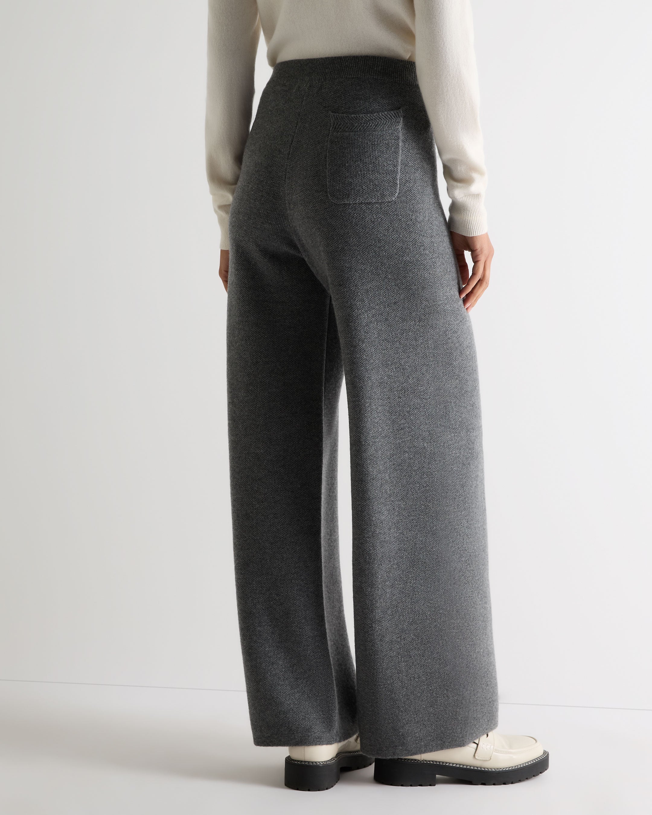 Women's Honeycomb Knit Cashmere Pant Elephant Grey