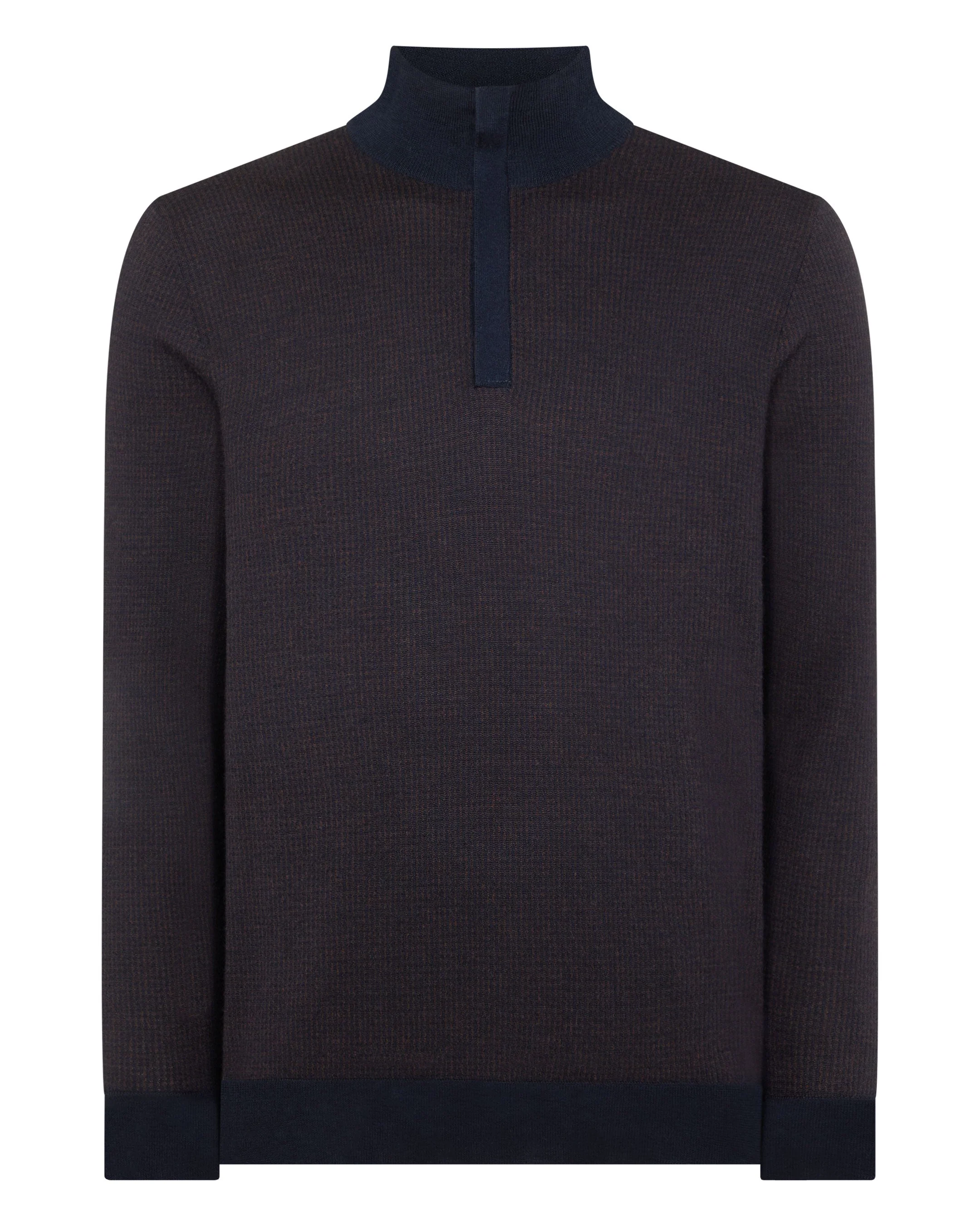 Men's Regent Houndstooth Fine Gauge Cashmere Half Zip Jumper Navy Blue