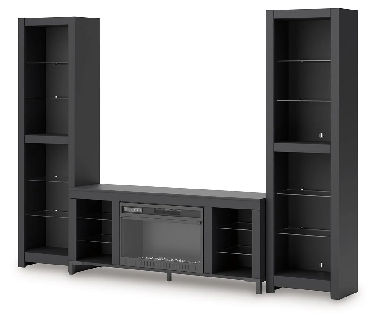 Cayberry - 3-Piece Entertainment Center With Electric Fireplace - Black