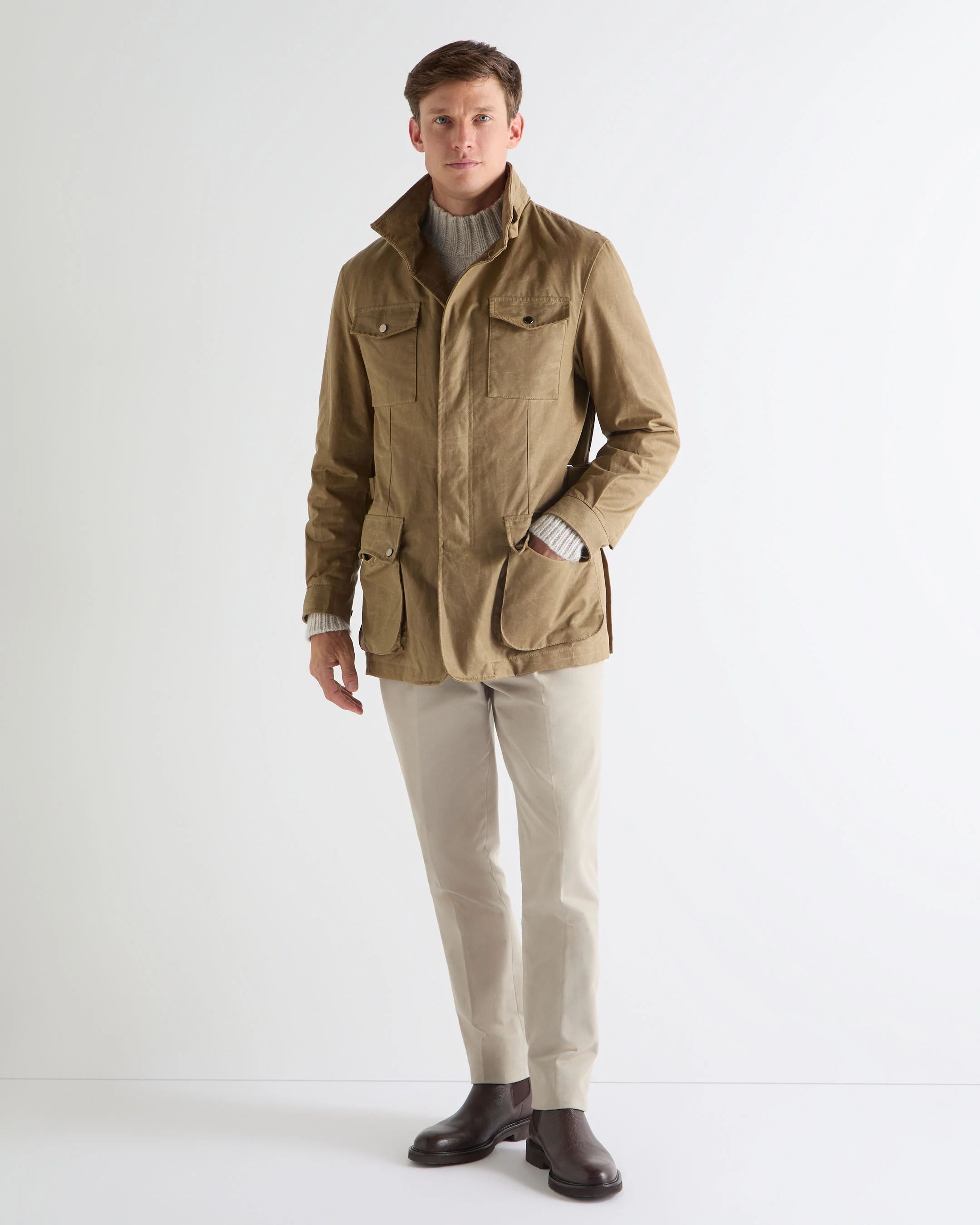Men's Wax Jacket Taupe Brown