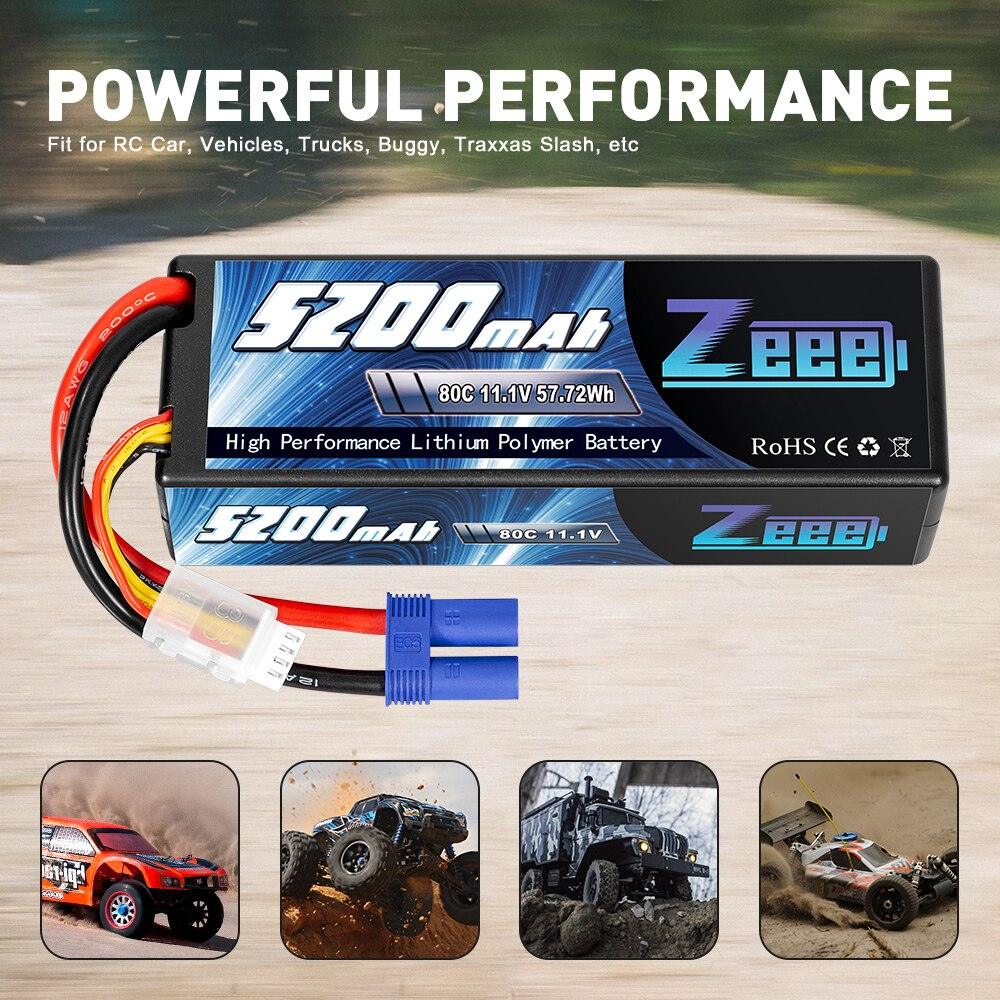 2units Zeee 11.1V 80C 5200mAh 3S Lipo Battery with EC5 Connector Hardcase Battery for RC Car Boat Truck Helicopter Airplane FPV Drone Battery