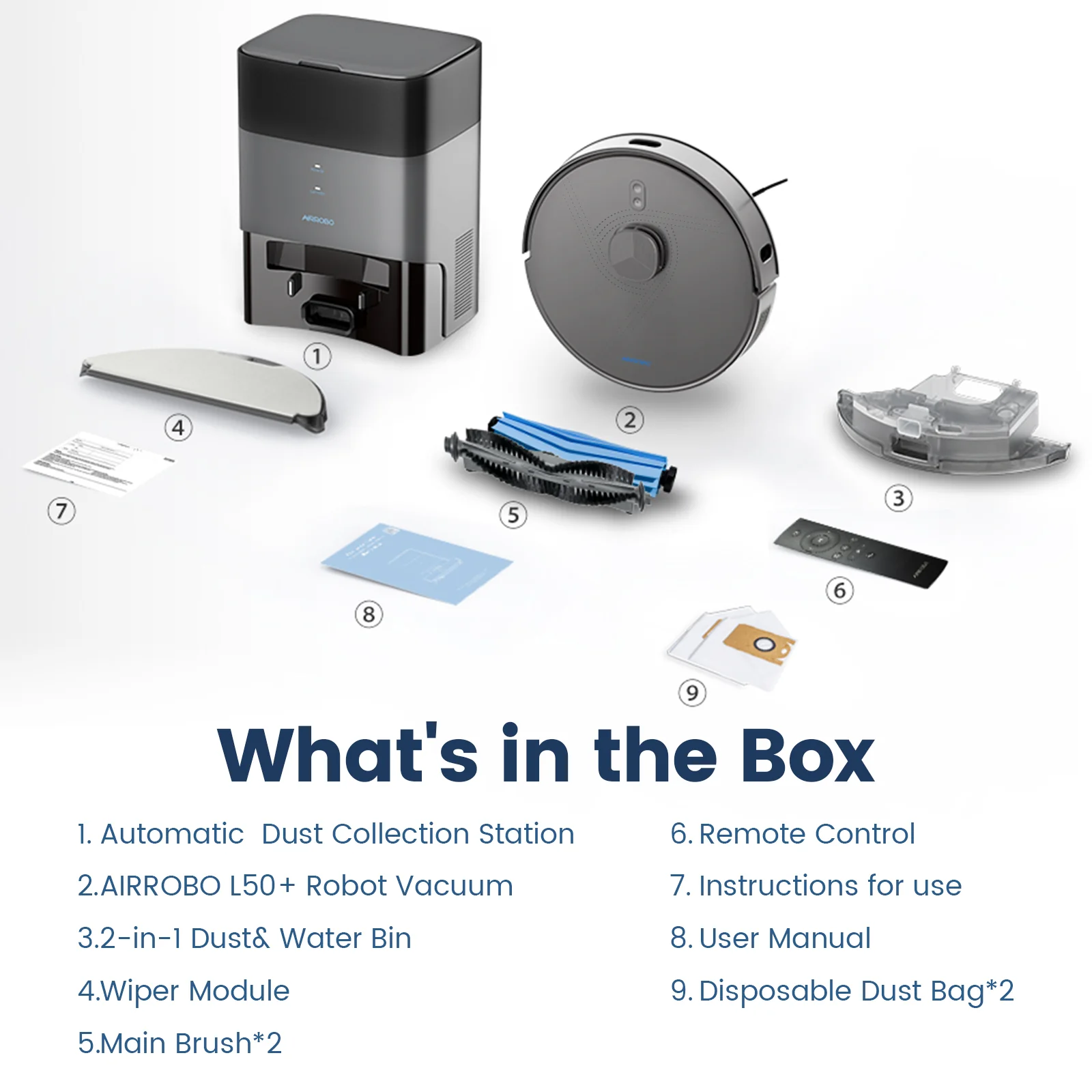 AIRROBO L50 Self-Empty Robot Vacuum and Mop Combo with 5500Pa Powerful Suction for Pet Hair