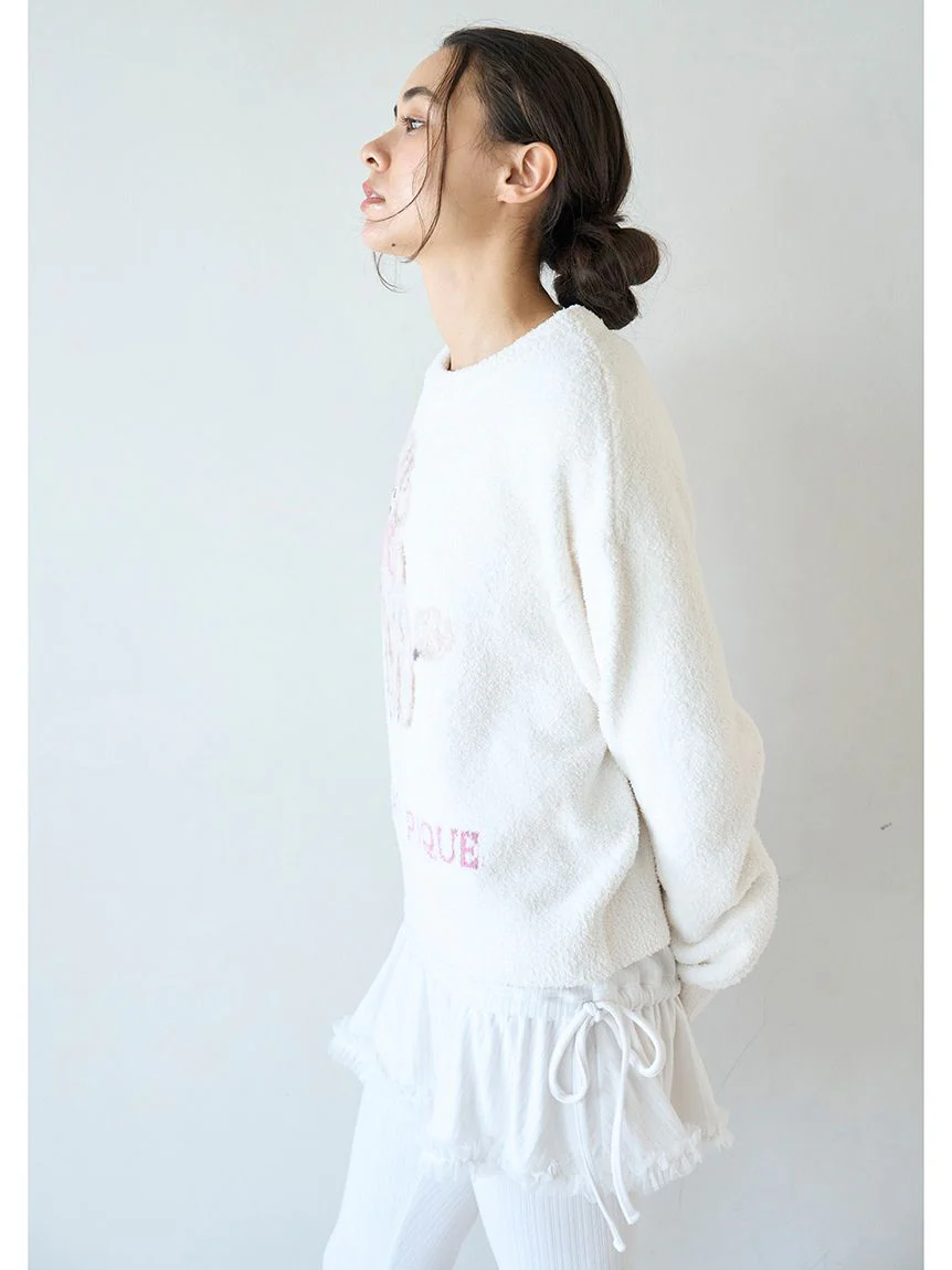 Ribbon Poodle Jacquard Pullover
