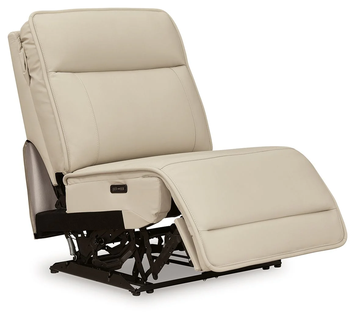 Double Deal - Power Armless Recliner With Adj Headrest - Almond