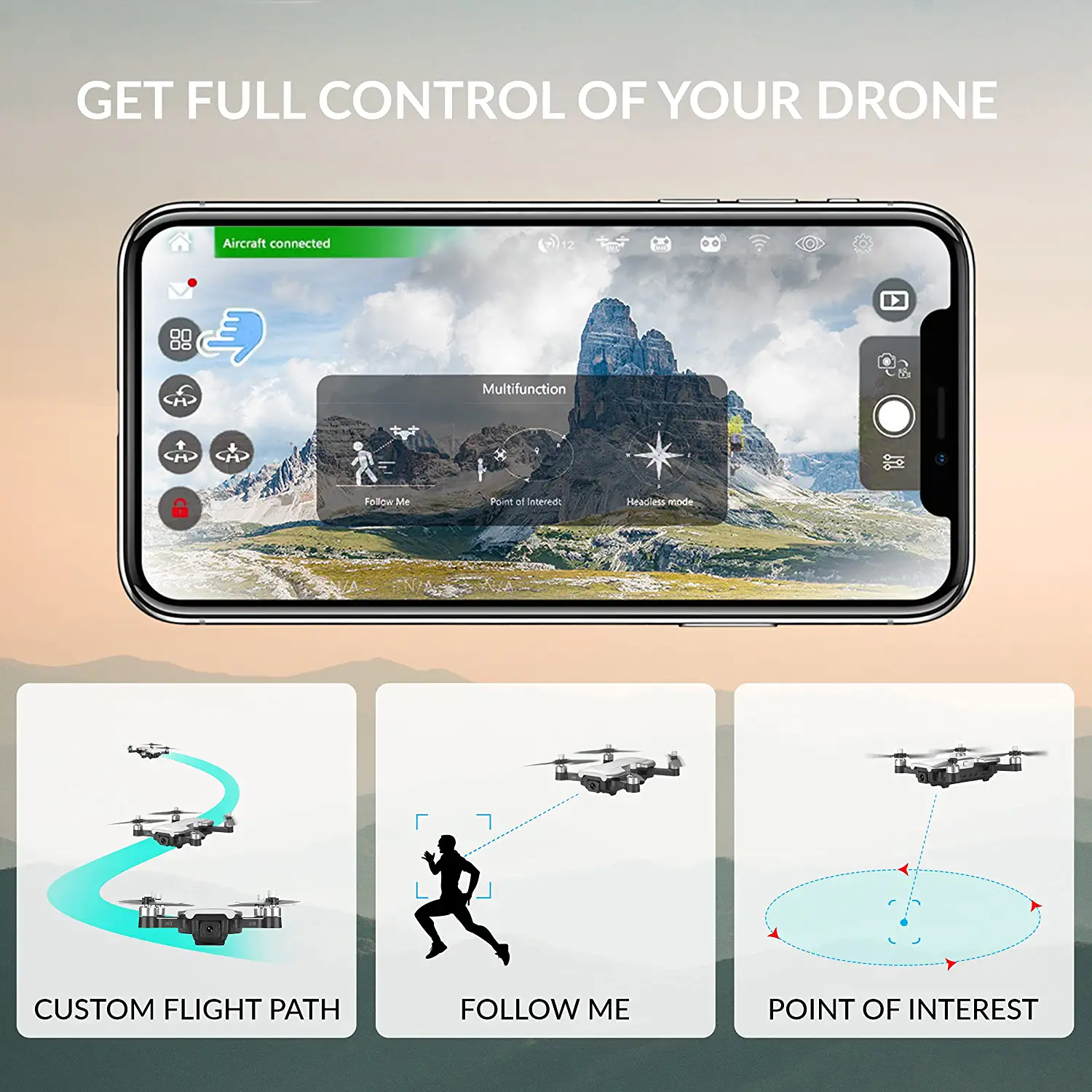 Contixo F30 Drone - for Kids & Adults WiFi 4K HD UHD Camera and GPS, FPV Quadcopter for Beginners, Foldable mini drone, Brushless Motor, Follow Me, Two Batteries and Carrying Case Included Professional Camera Drone