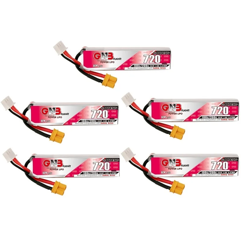5Pcs/Set GAONENG GNB 1S/2S/3S/4S/6S 720mAh Max 200C HV Lipo Battery for FPV Drone