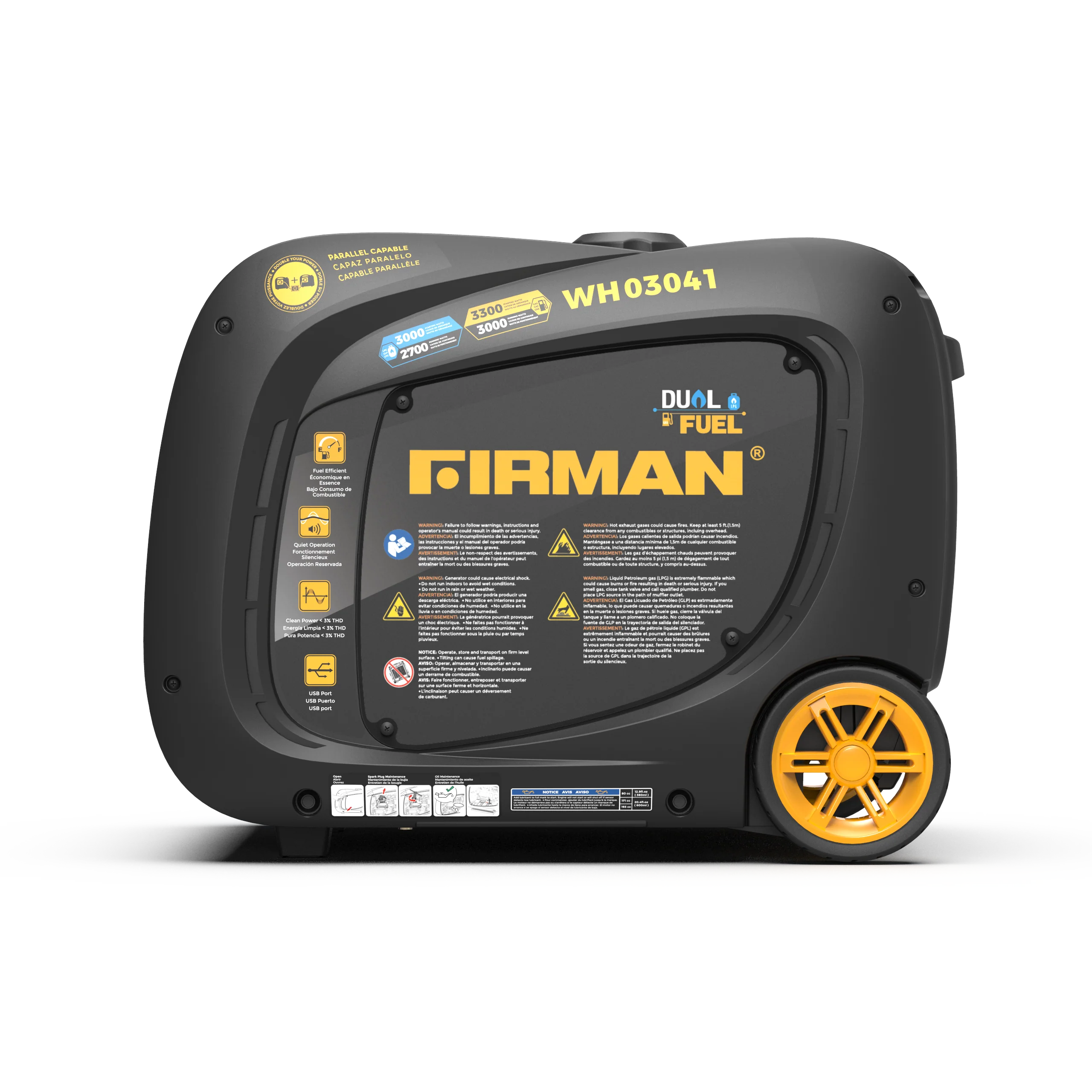 Dual Fuel Inverter Portable Generator 3300W Recoil Start