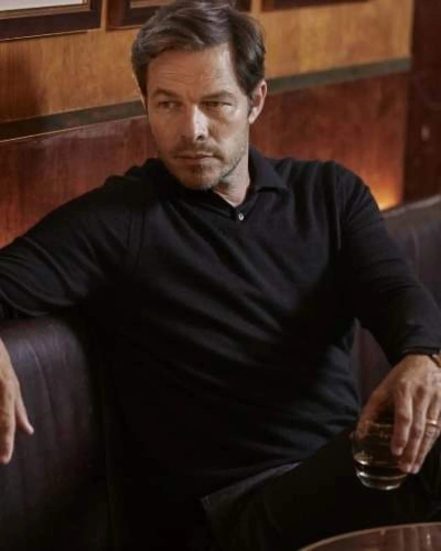 007 Fine Gauge Cashmere Polo T-Shirt Black