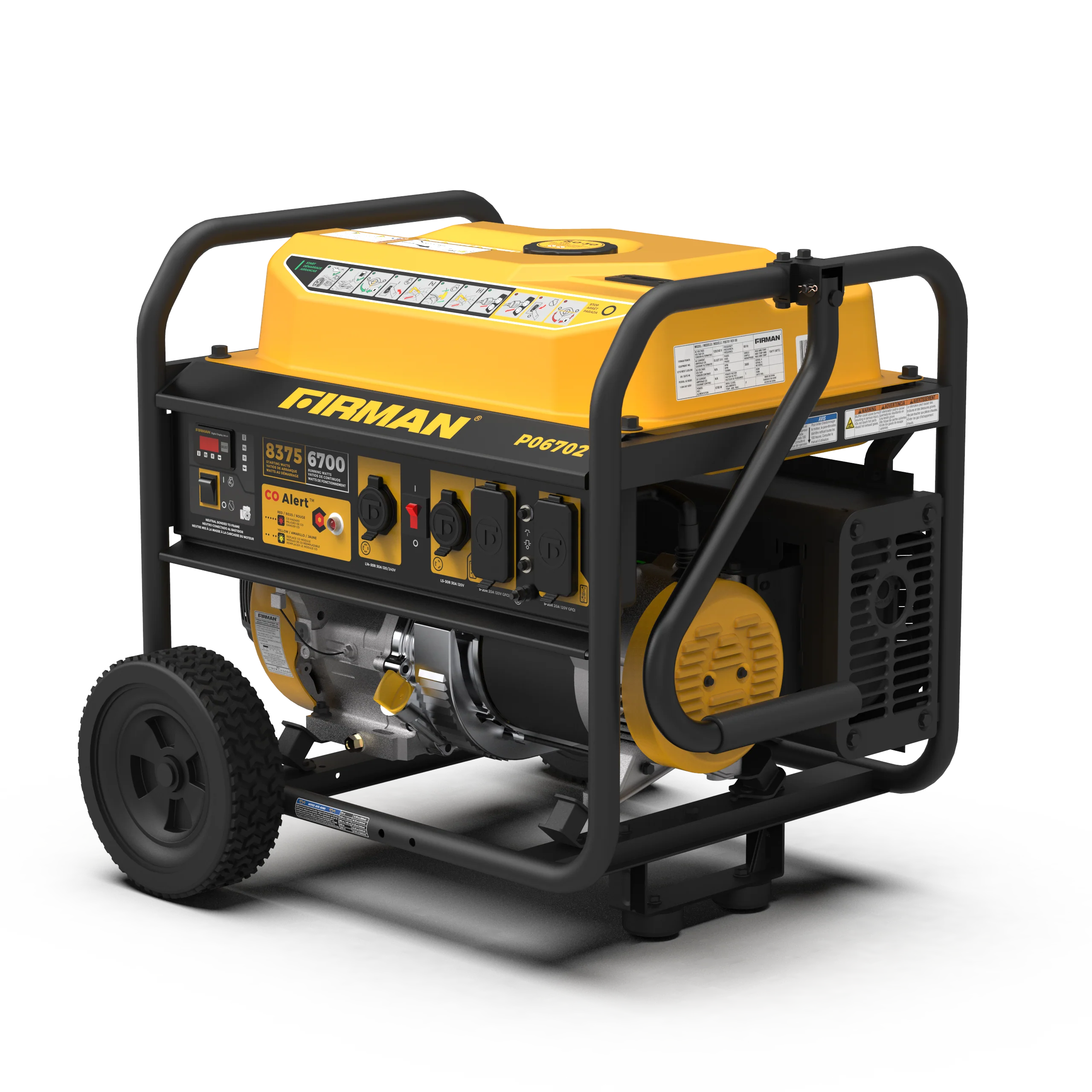 Gas Portable Generator 8375W Recoil Start 120/240V With CO Alert
