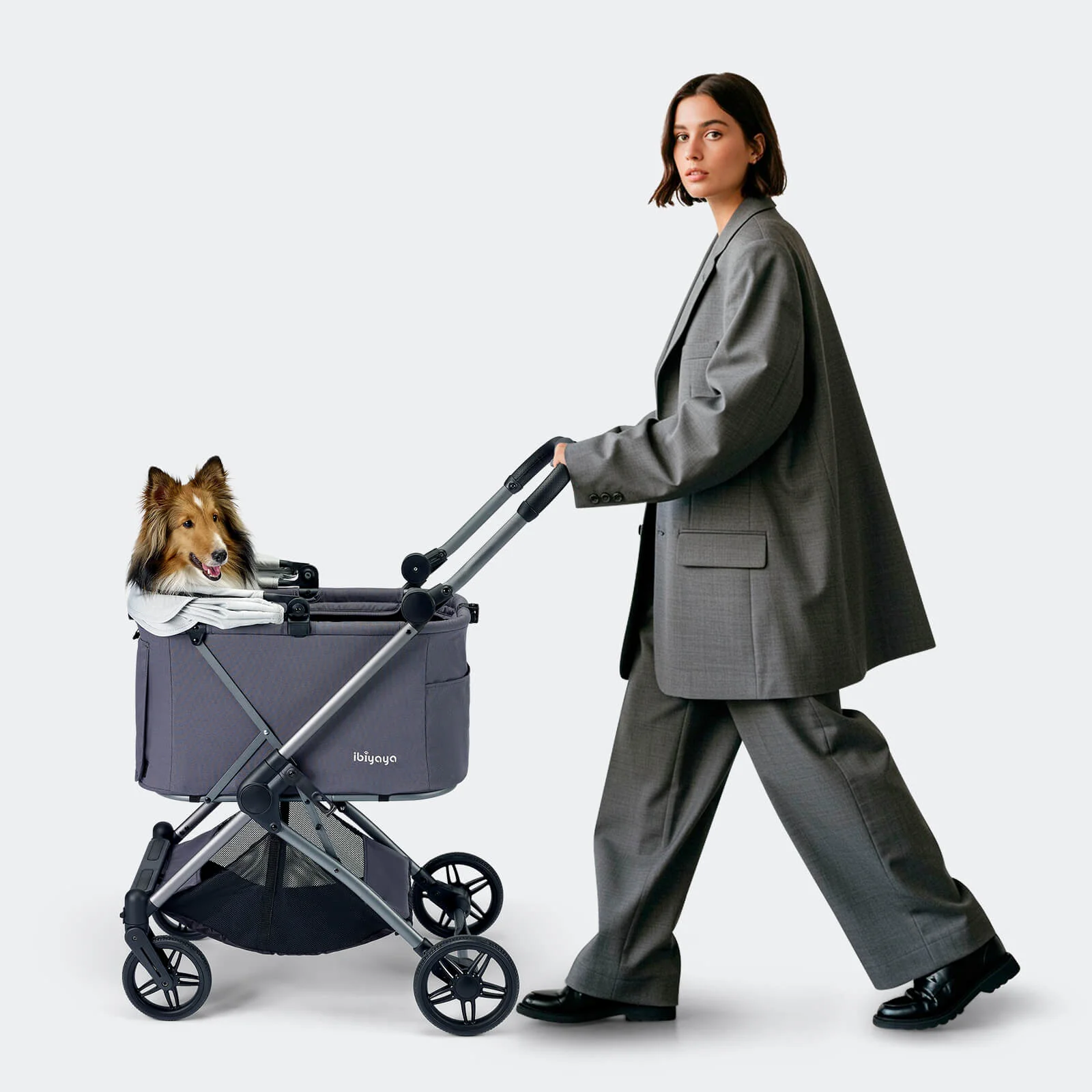 Maxi Deep Carriage Pet Stroller with Puncture-Free EVA-Rubber Wheels