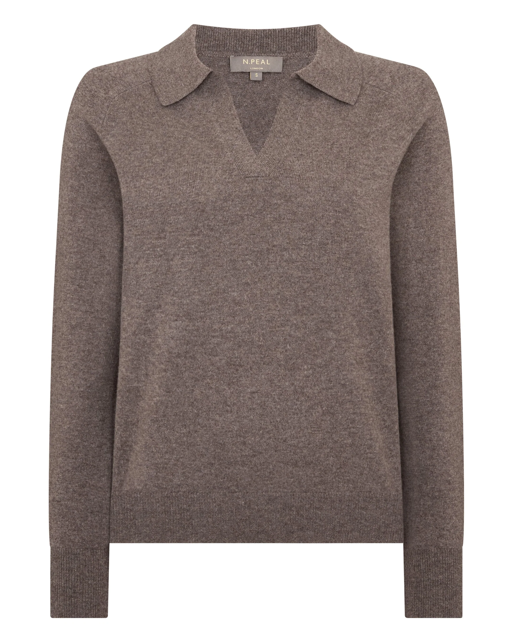 Women's Harriet Cashmere Polo Shirt Otter Brown