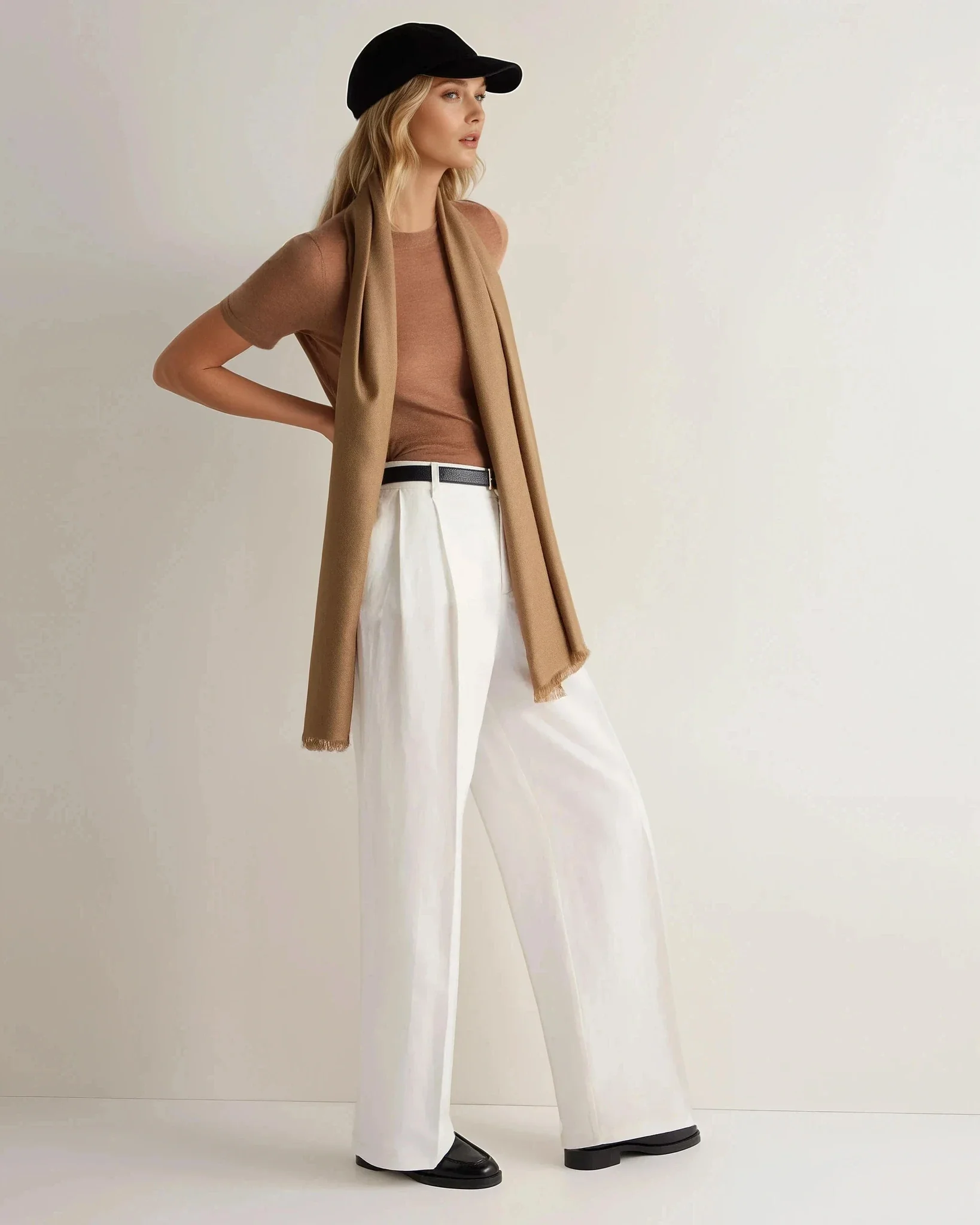 Women's Pashmina Cashmere Stole Dark Tan Brown