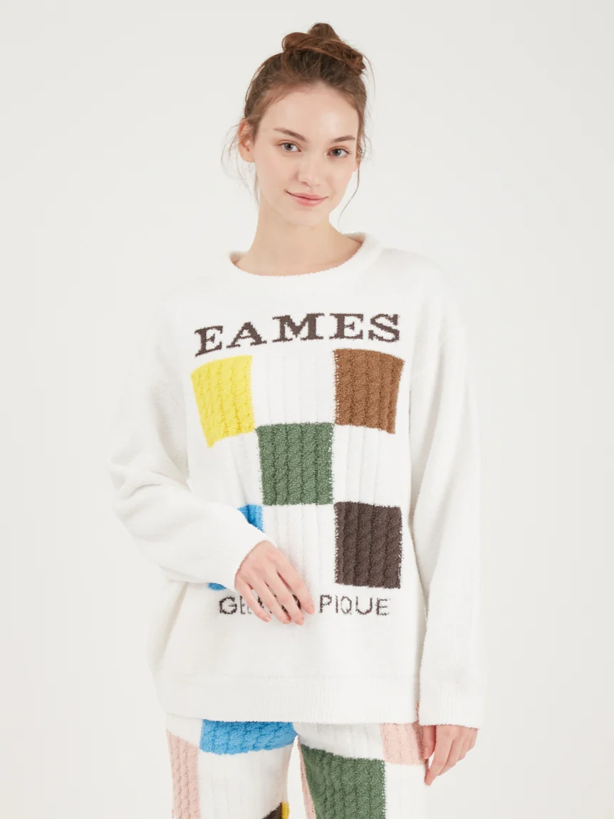 EAMES Air Moco Check-Logo Long Sleeve Pullover Sweater
