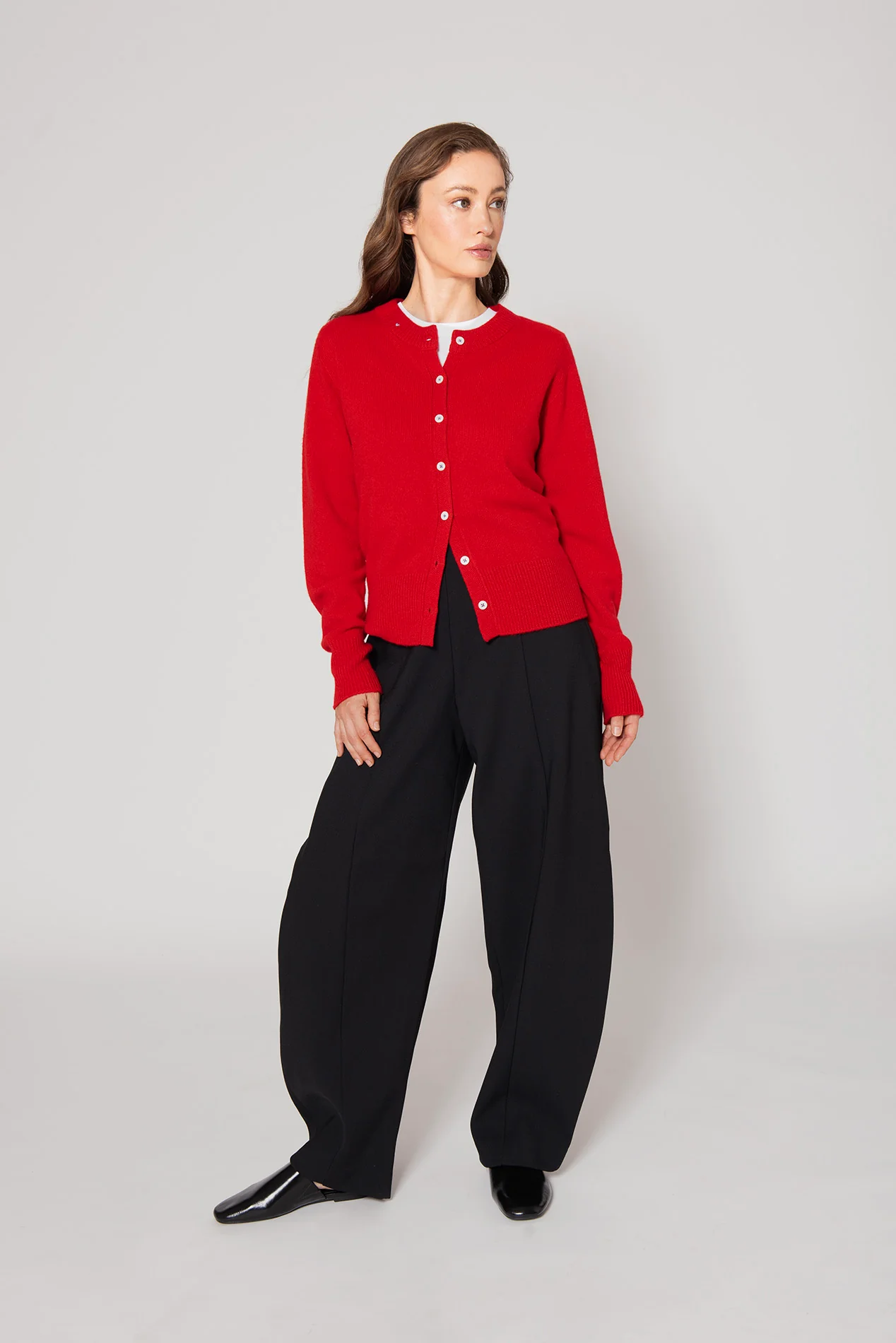 The Button Cardigan - Rouge