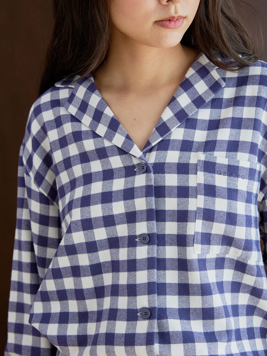 Checkered Long Sleeve Sleep Shirt Sleepwear