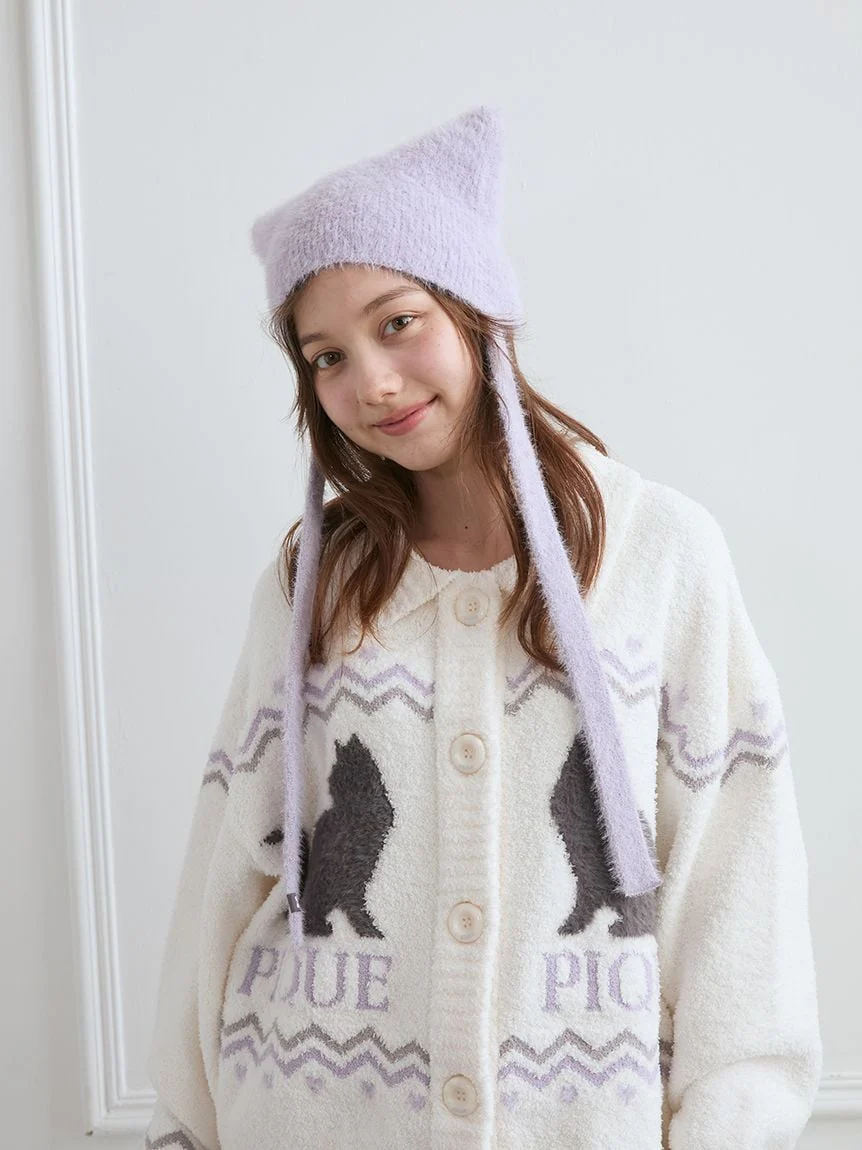 Black Cat Jacquard Collar Cardigan