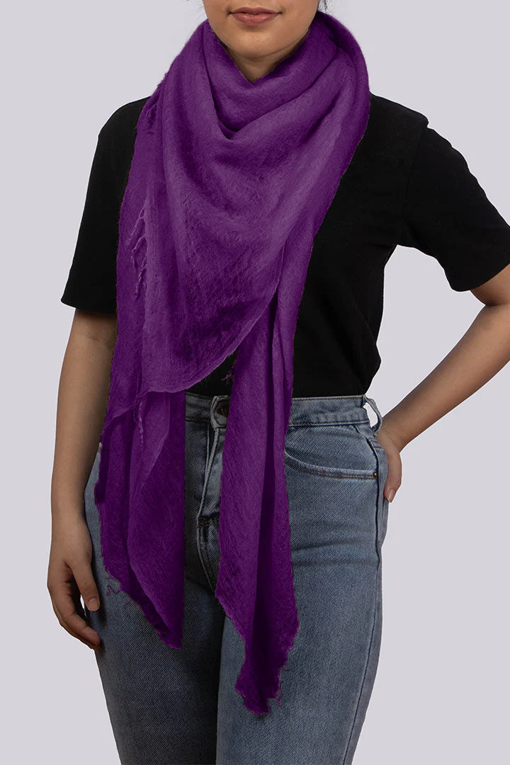 Handwoven Pure Cashmere Scarf Shawl in Iris Purple