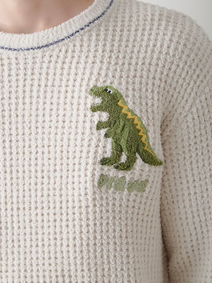 Mens Waffle Dinosaur Pullover